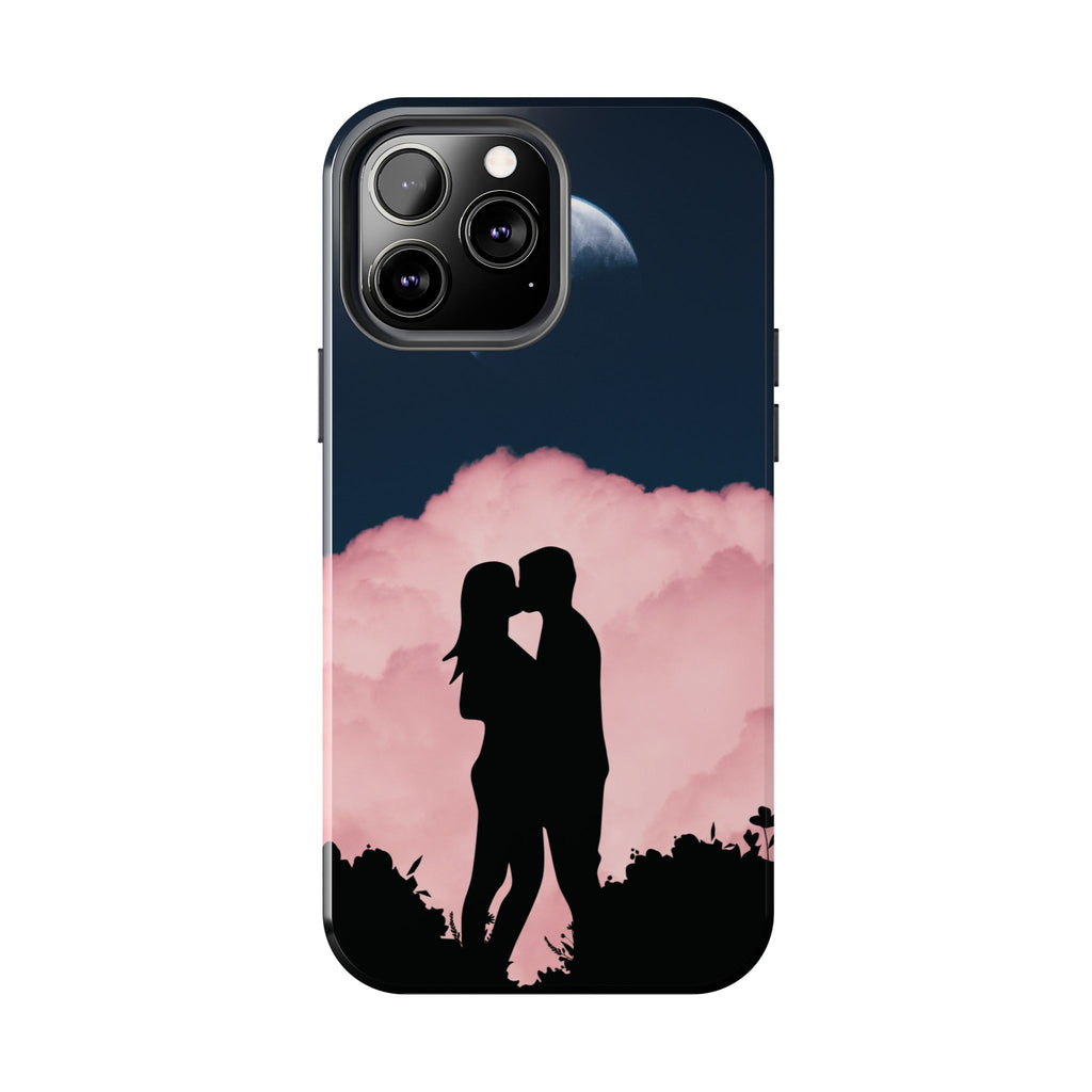 Tough Phone Case — Romantic Couple Silhouette with Moon & Pink Cloud