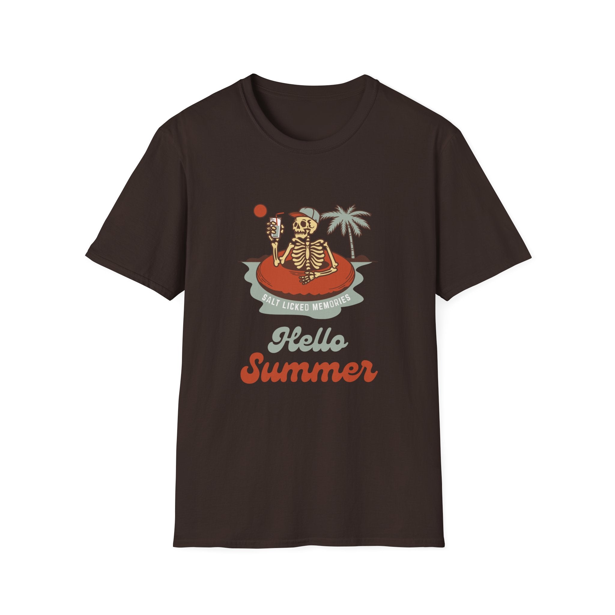 Hello Summer Skeleton T-Shirt — Retro Beach Vacation Tee