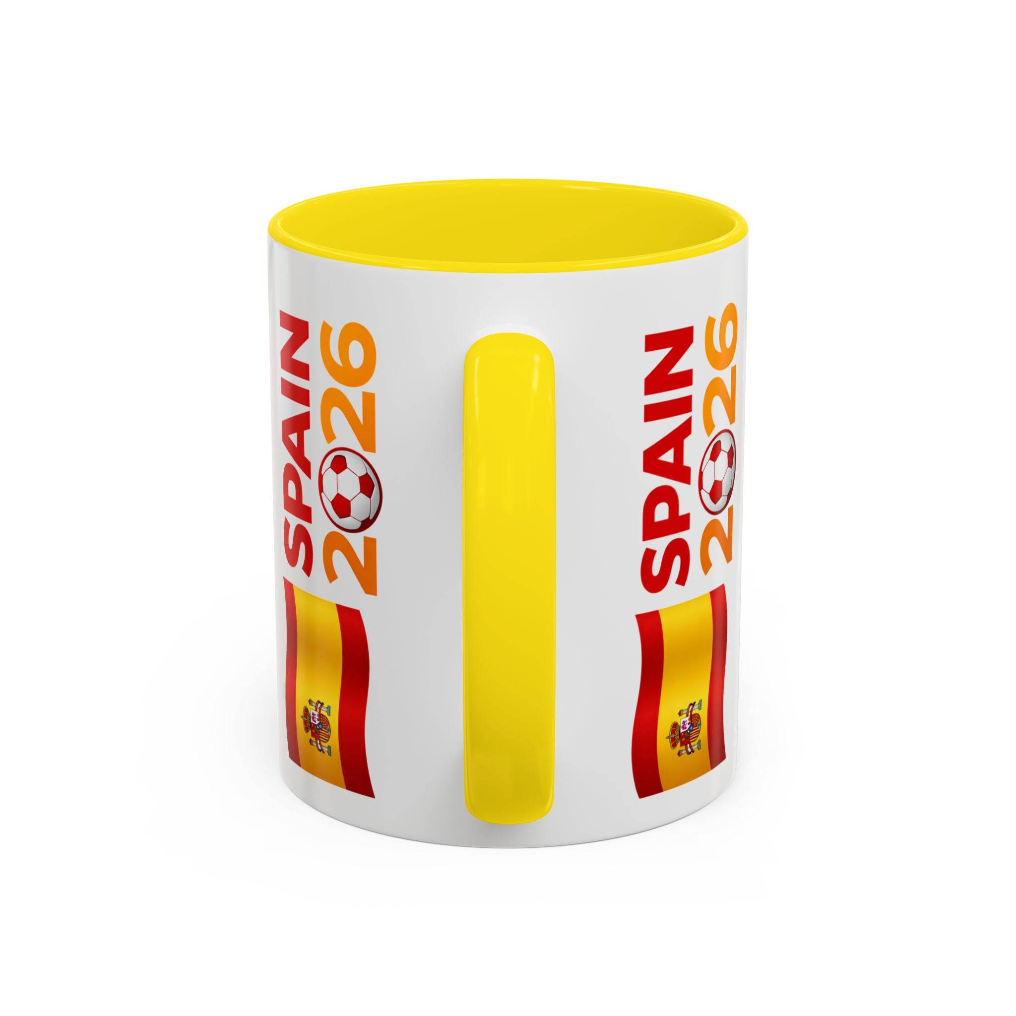 Spain 2026 Soccer Trophy Accent Coffee Mug — Spain Flag Football Fan Gift (11/15oz)