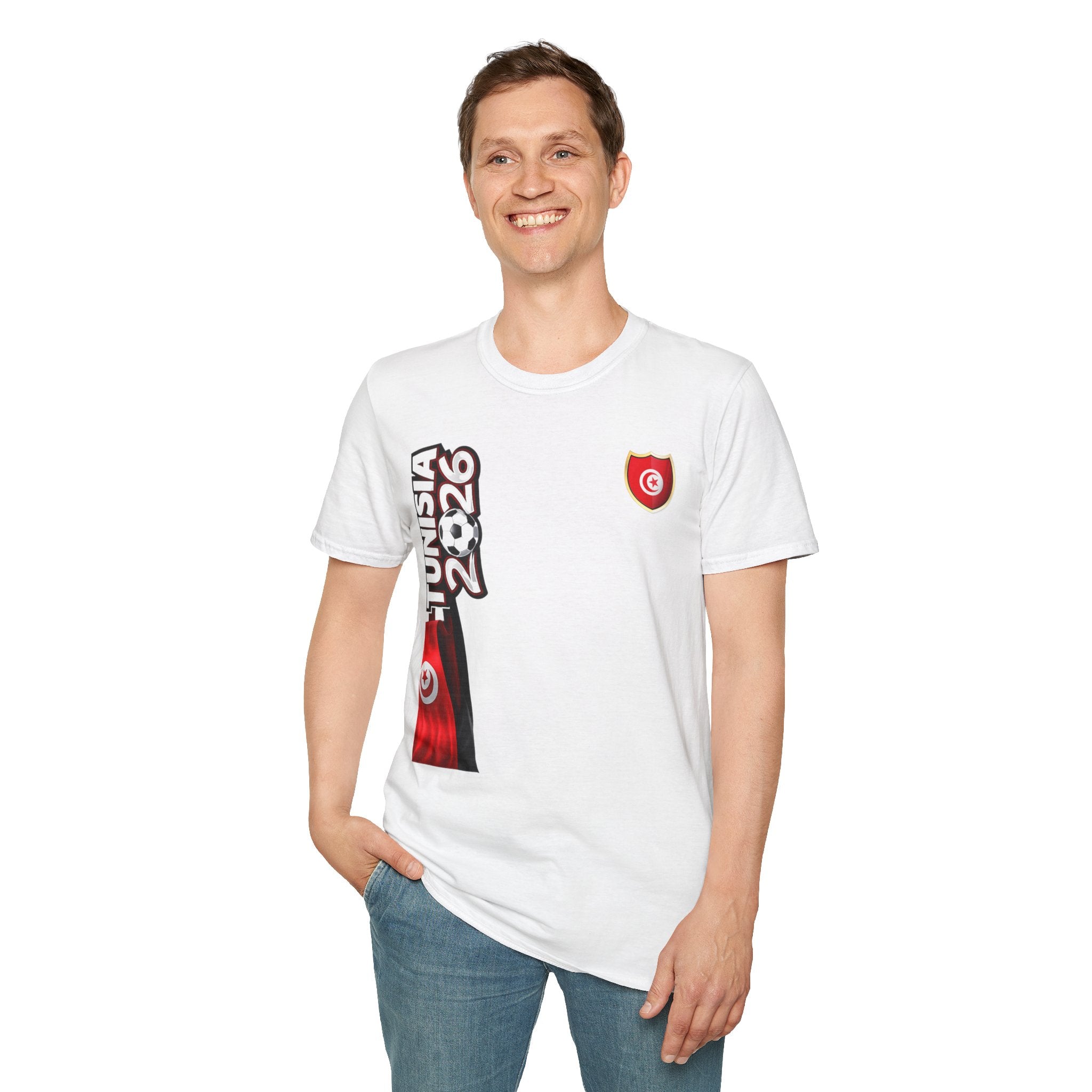 Tunisia 2026 Map T-Shirt — Tunisian Flag Crest Soccer Fan Tee
