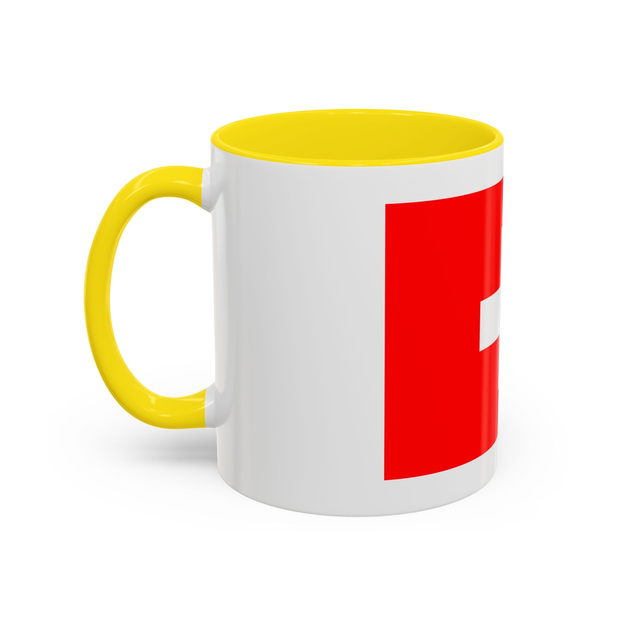 Switzerland Flag Accent Coffee Mug — Red White Swiss Cross Ceramic Mug (11/15oz)