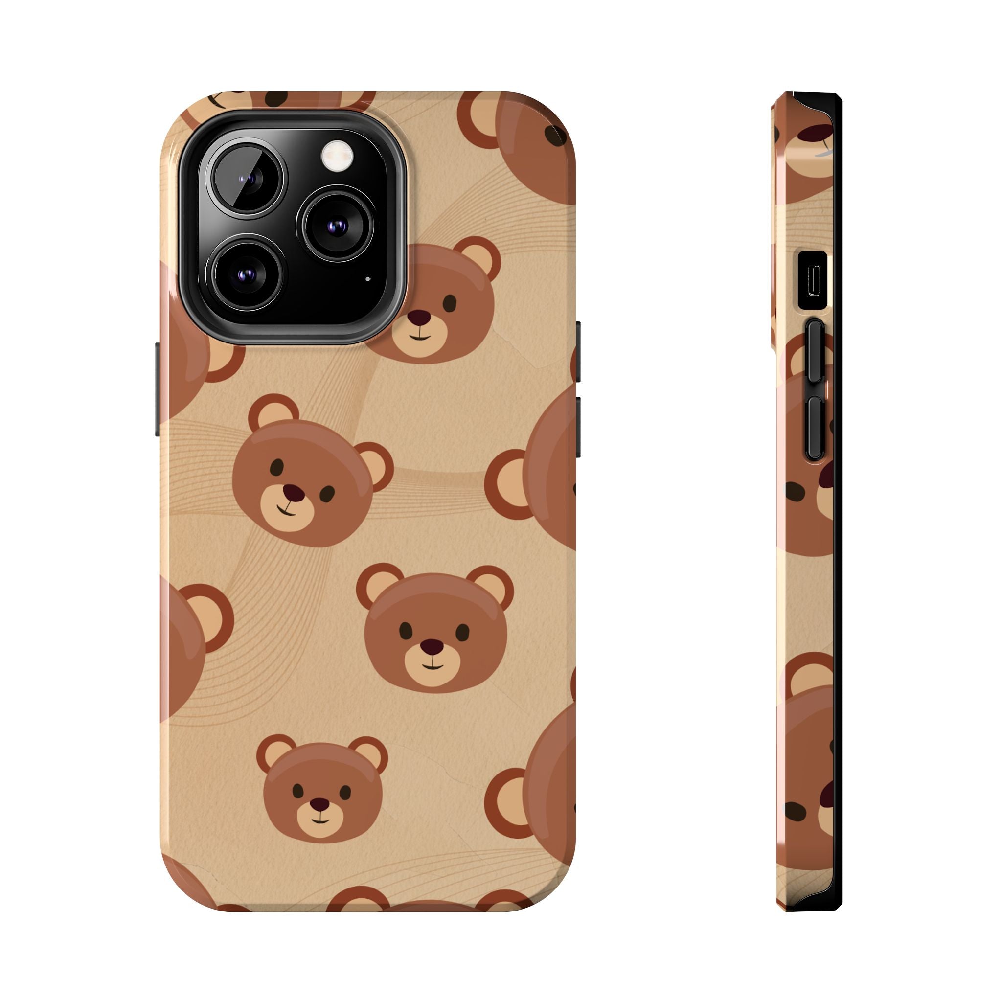 Bear Pattern Tough Phone Case — Cute Brown Bear Protective Phone Cover