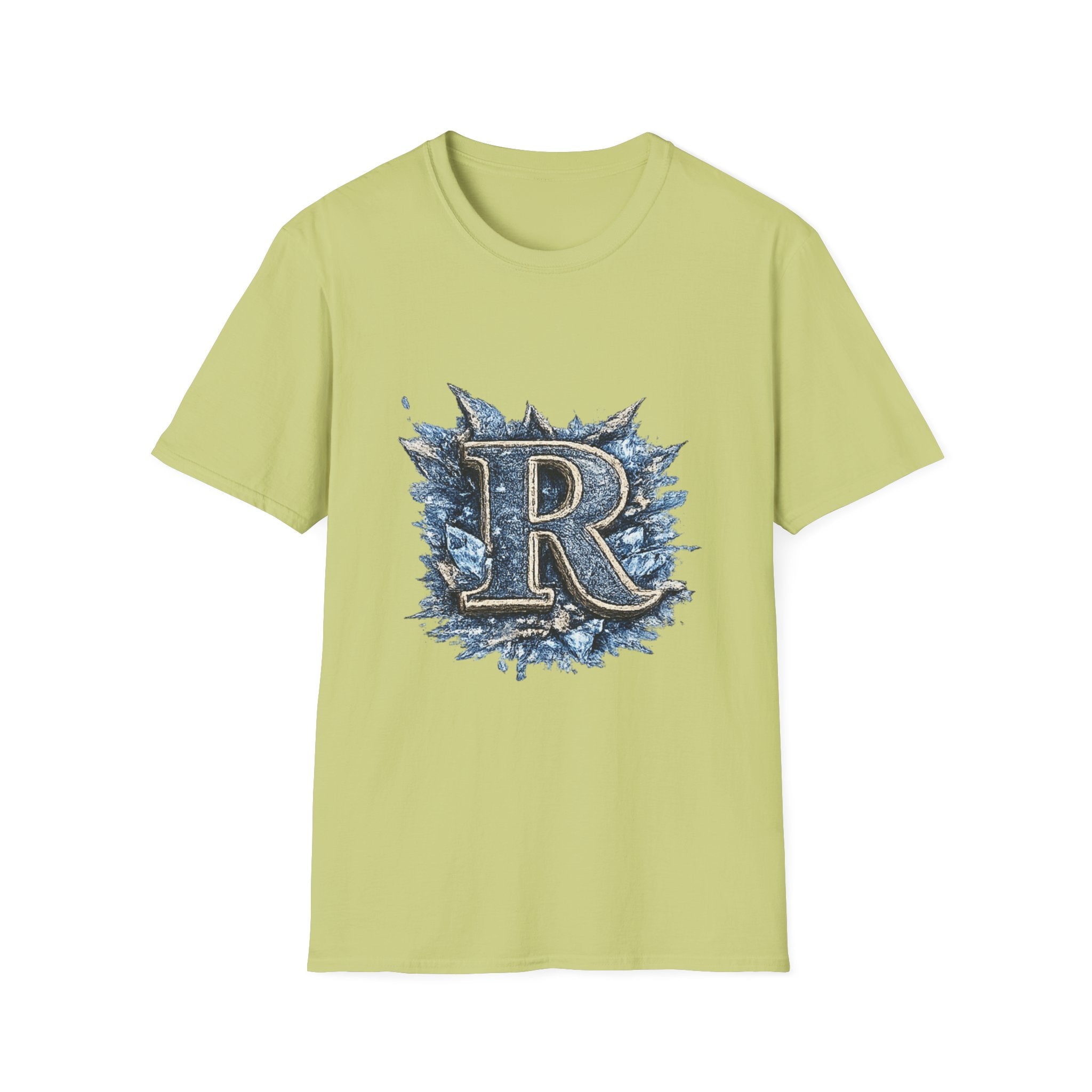R Crest Graphic T-Shirt — Vintage Blue Letter R Logo Tee