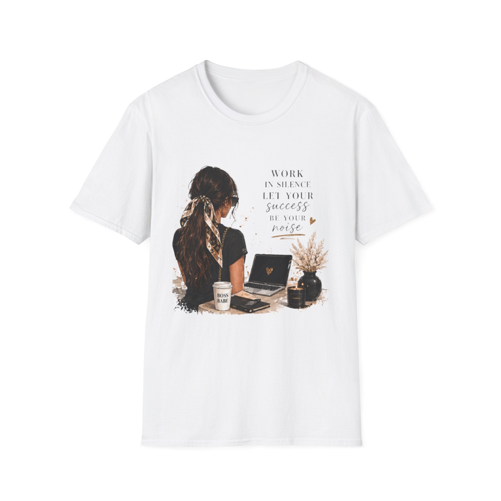 Work Patient Let Your Success Be Your Noise T-Shirt — Inspirational Girl Desk Graphic Tee