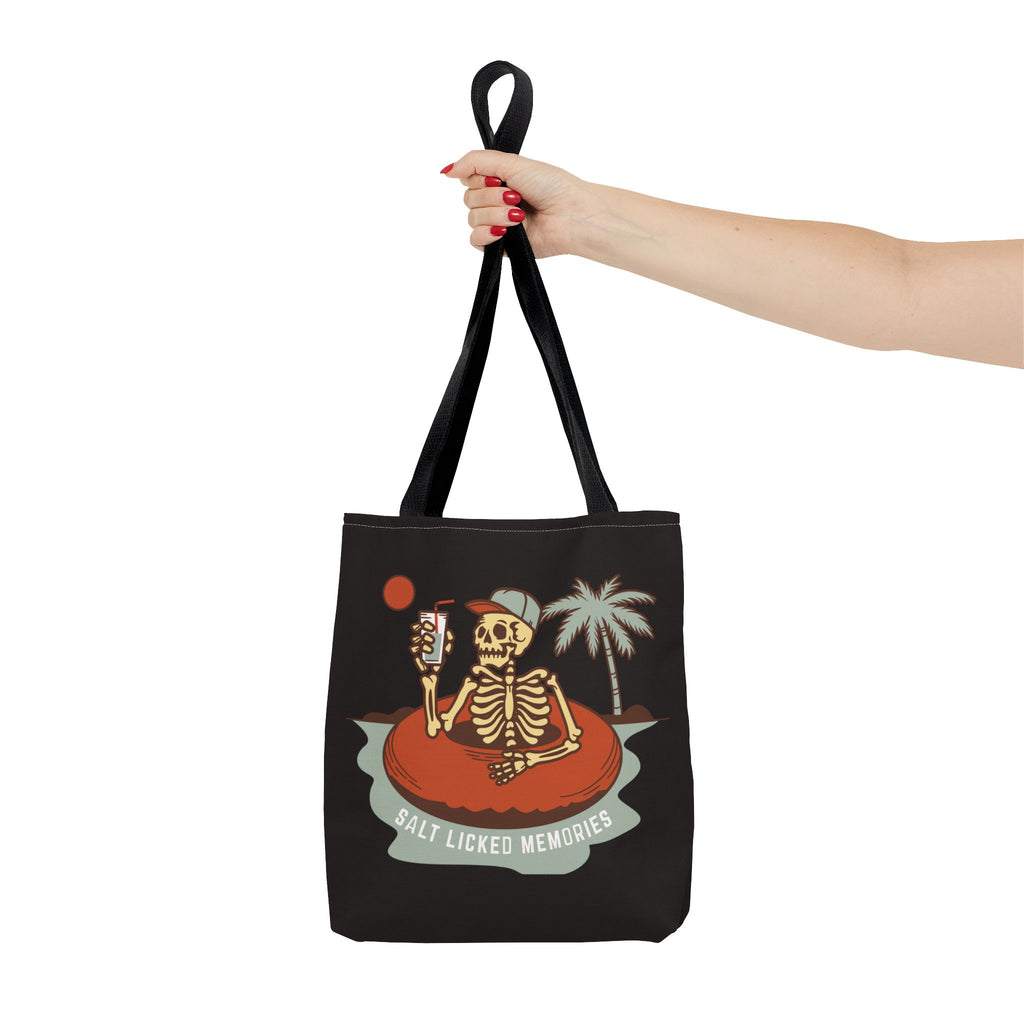 Hello Summer Skeleton Tote Bag — 'Salt Licked Memories' Beach Graphic