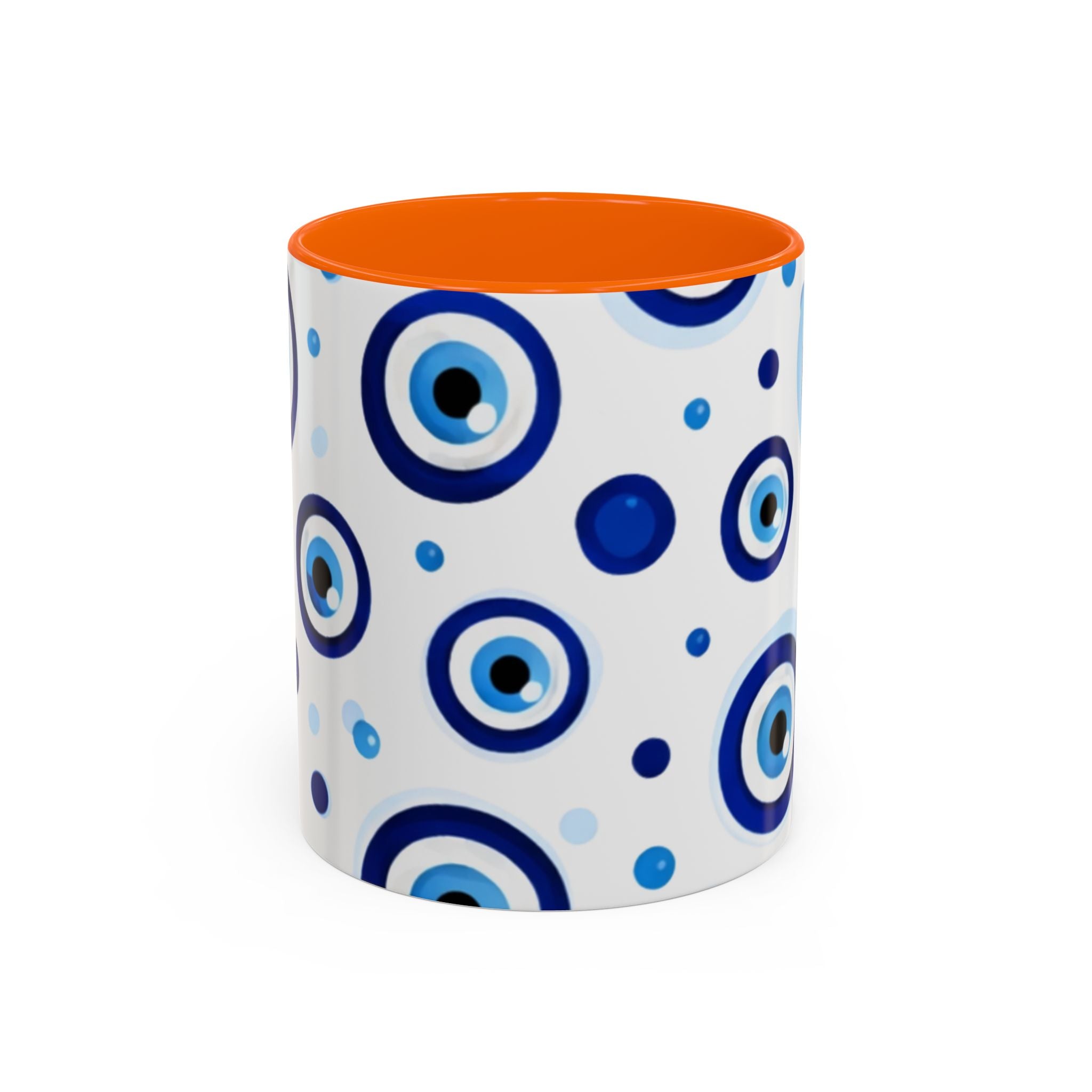 Evil Eye Accent Coffee Mug – Blue Nazar Protection Ceramic Cup (11/15oz)