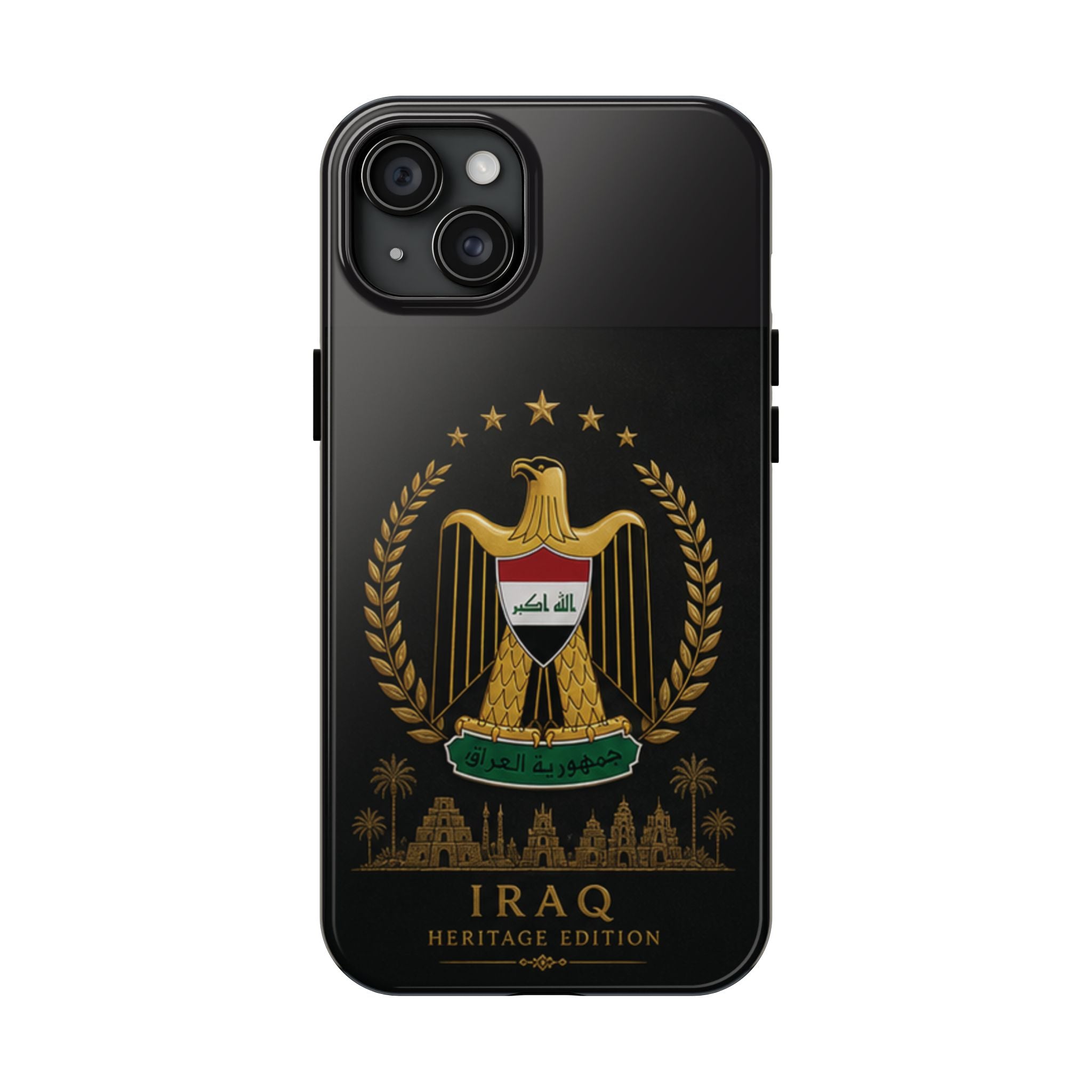 Iraq Coat of Arms Tough Phone Case — Arabic ‘Allahu Akbar’ Military Eagle Design