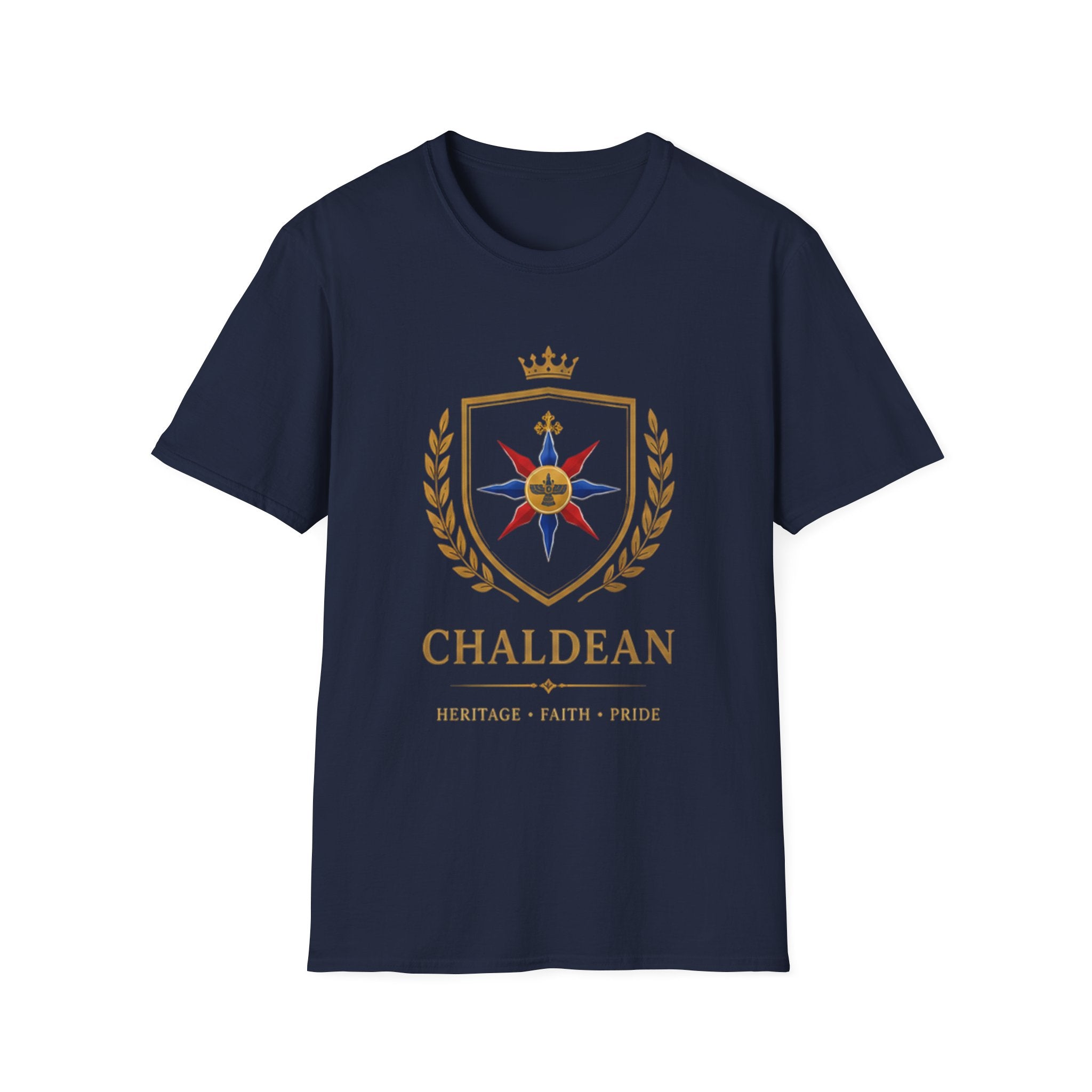Chaldean Heritage T-Shirt — Crowned Emblem with Star & Laurel