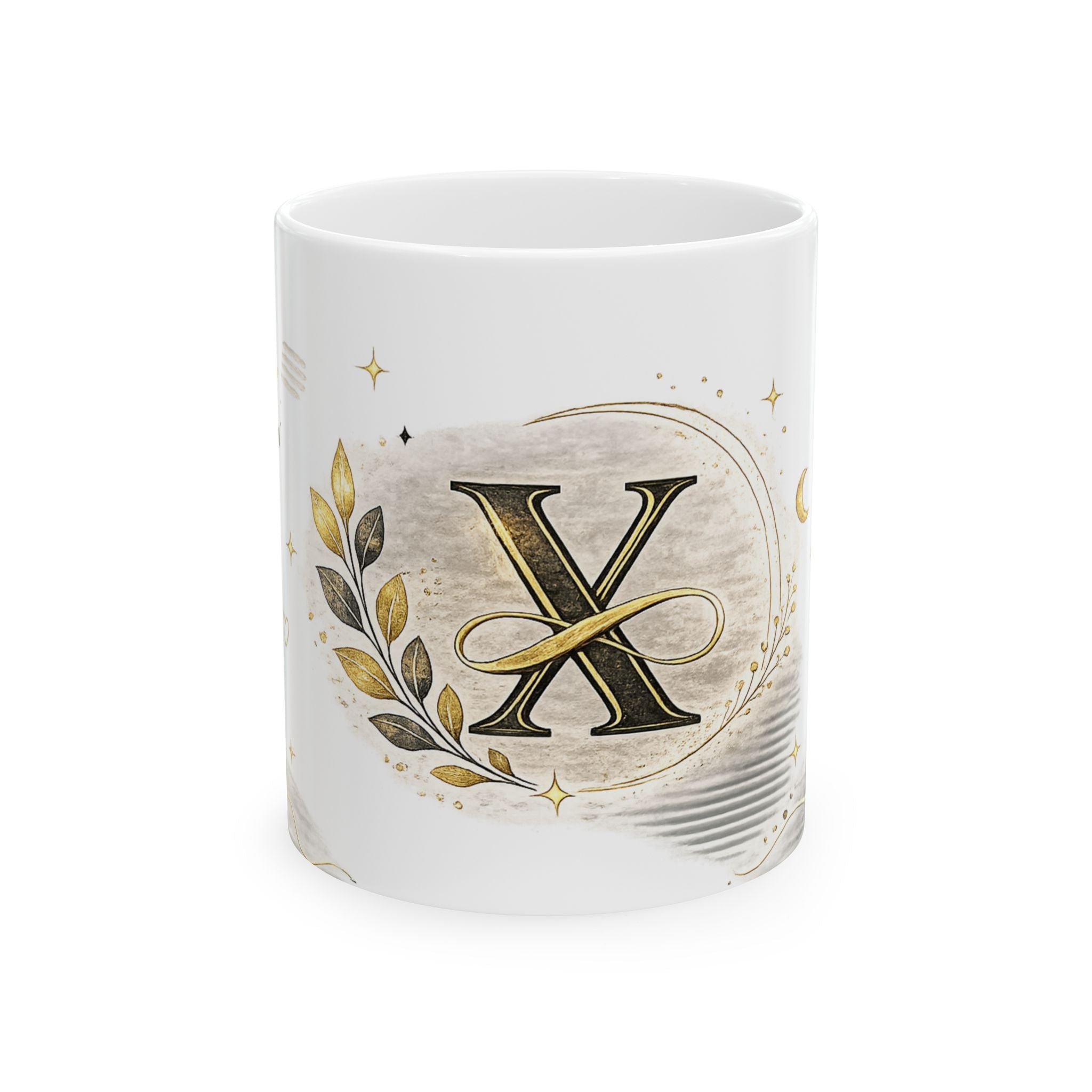 Monogram X Ceramic Mug — Elegant Gold Initial Coffee Cup