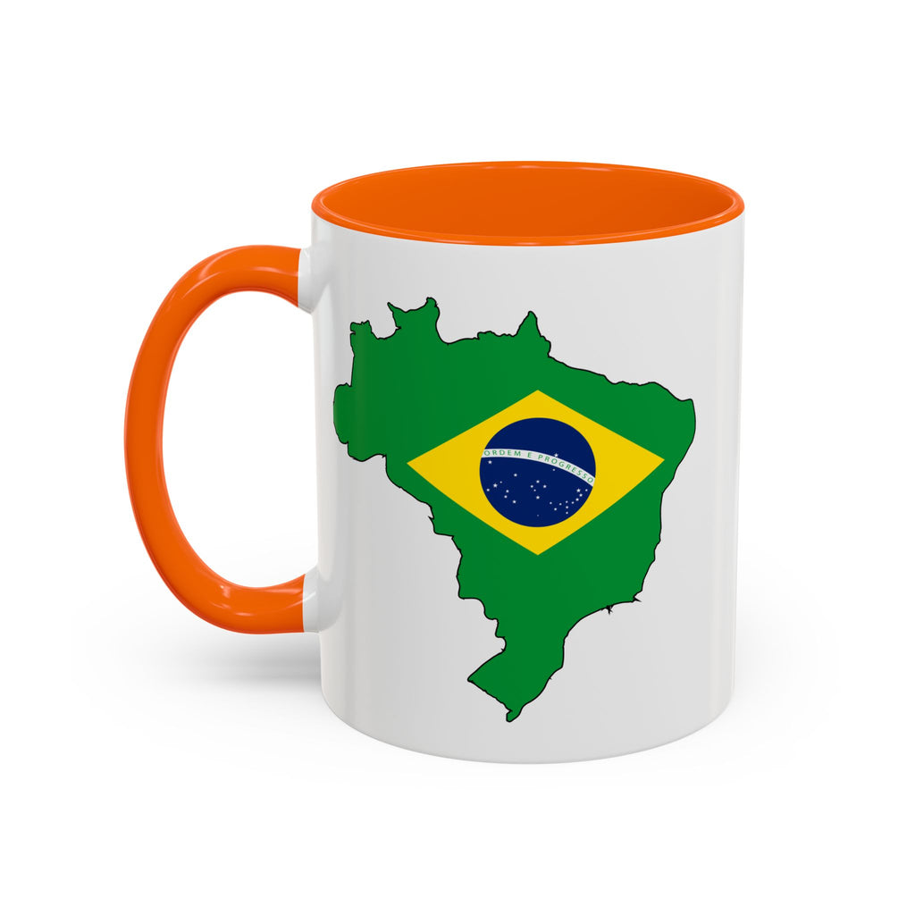 Brazil Map Coffee Mug — Brazilian Flag Accent 11/15oz