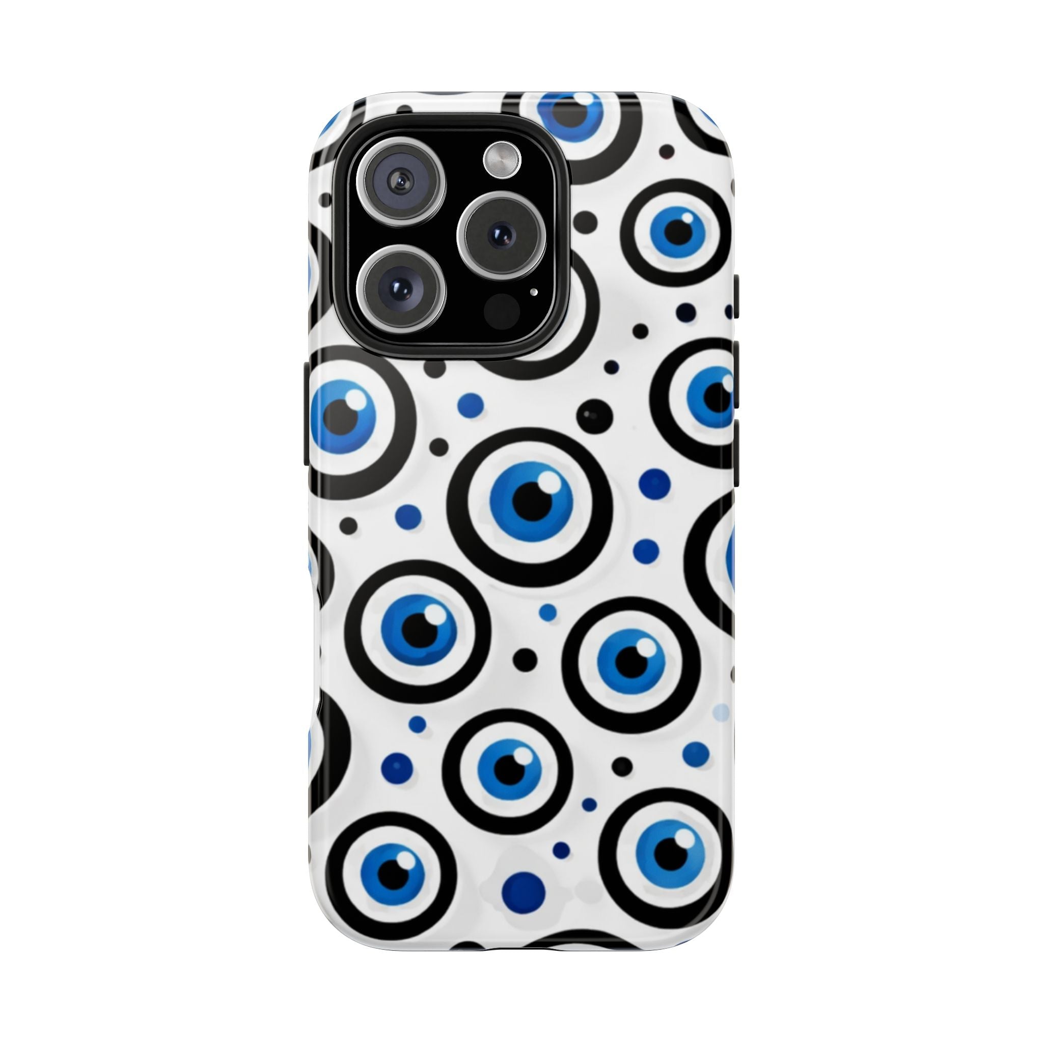 Blue Evil Eye Pattern Tough Phone Case — Protective Ceramic Nazar Design