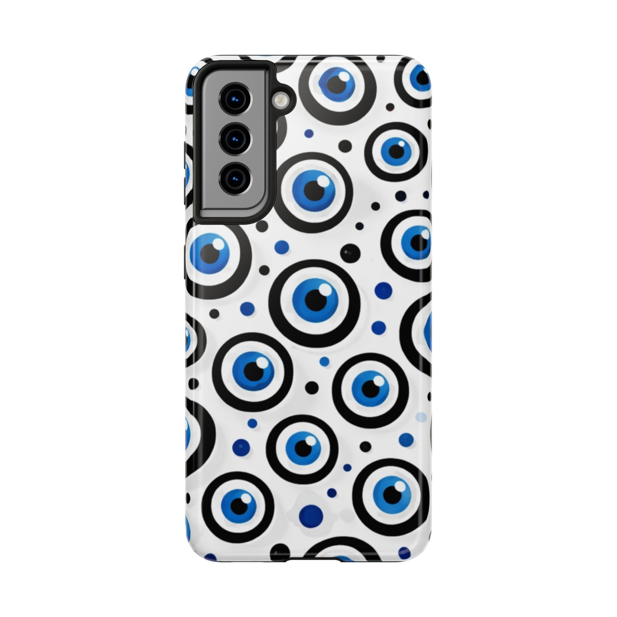 Blue Evil Eye Pattern Tough Phone Case — Protective Ceramic Nazar Design