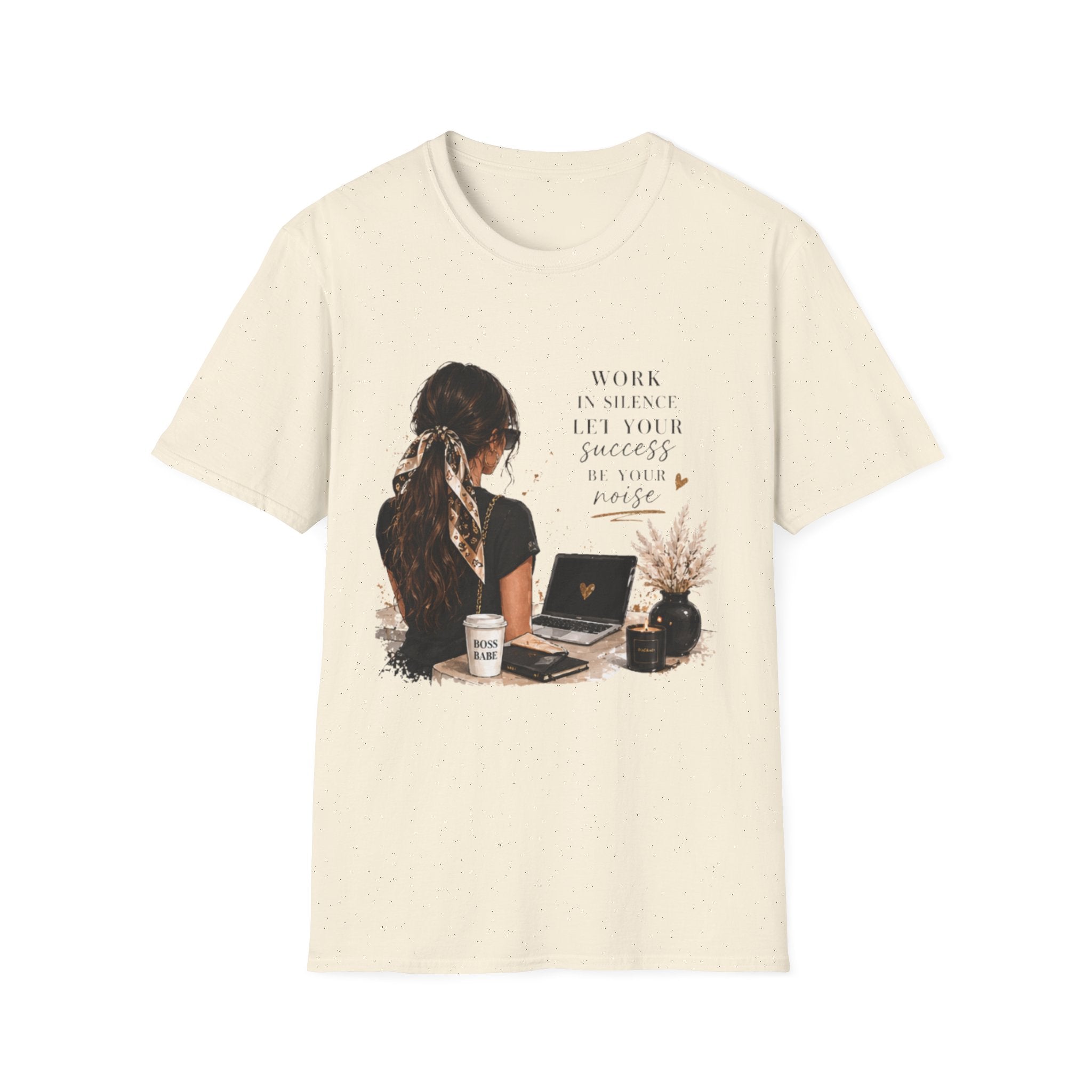Work Patient Let Your Success Be Your Noise T-Shirt — Inspirational Girl Desk Graphic Tee