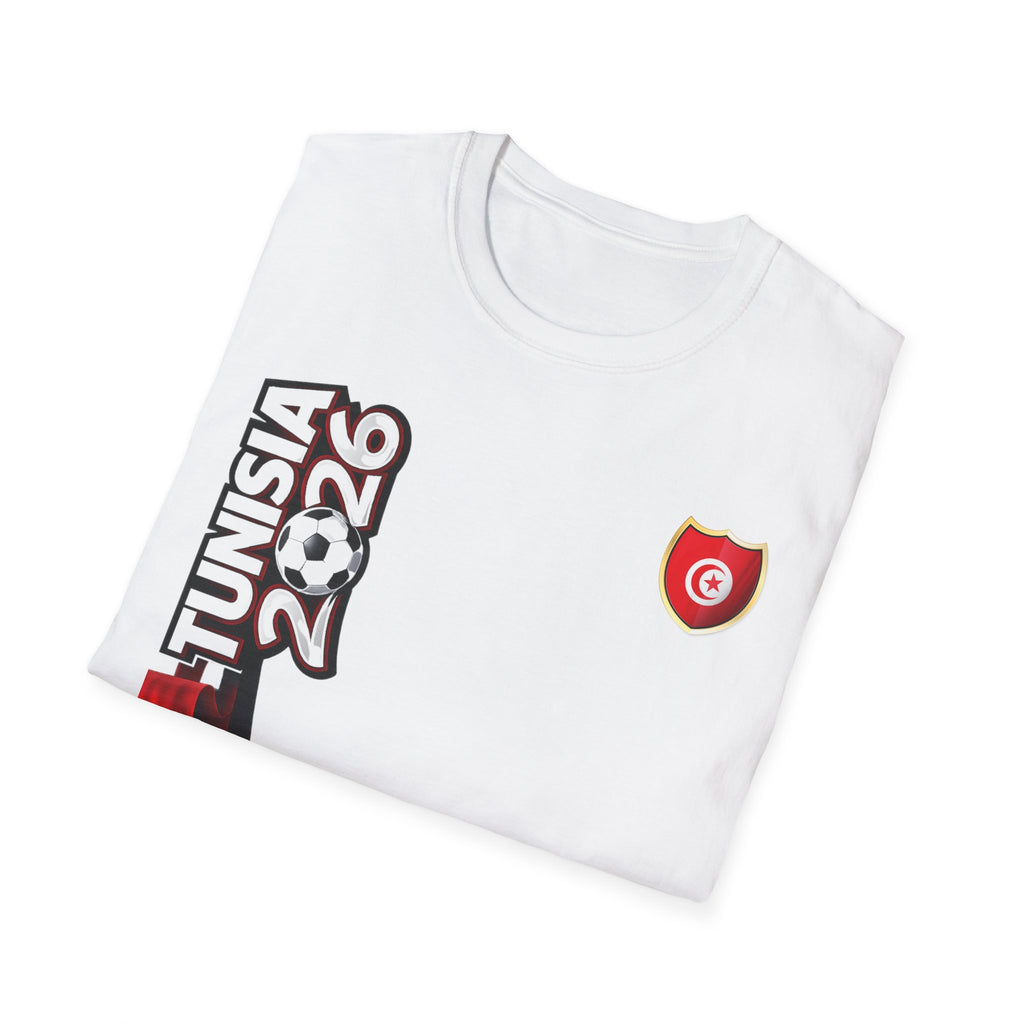 Tunisia 2026 Map T-Shirt — Tunisian Flag Crest Soccer Fan Tee