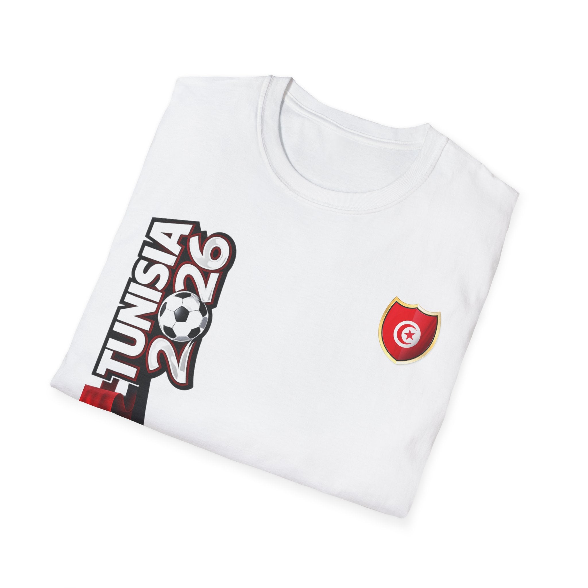 Tunisia 2026 Map T-Shirt — Tunisian Flag Crest Soccer Fan Tee