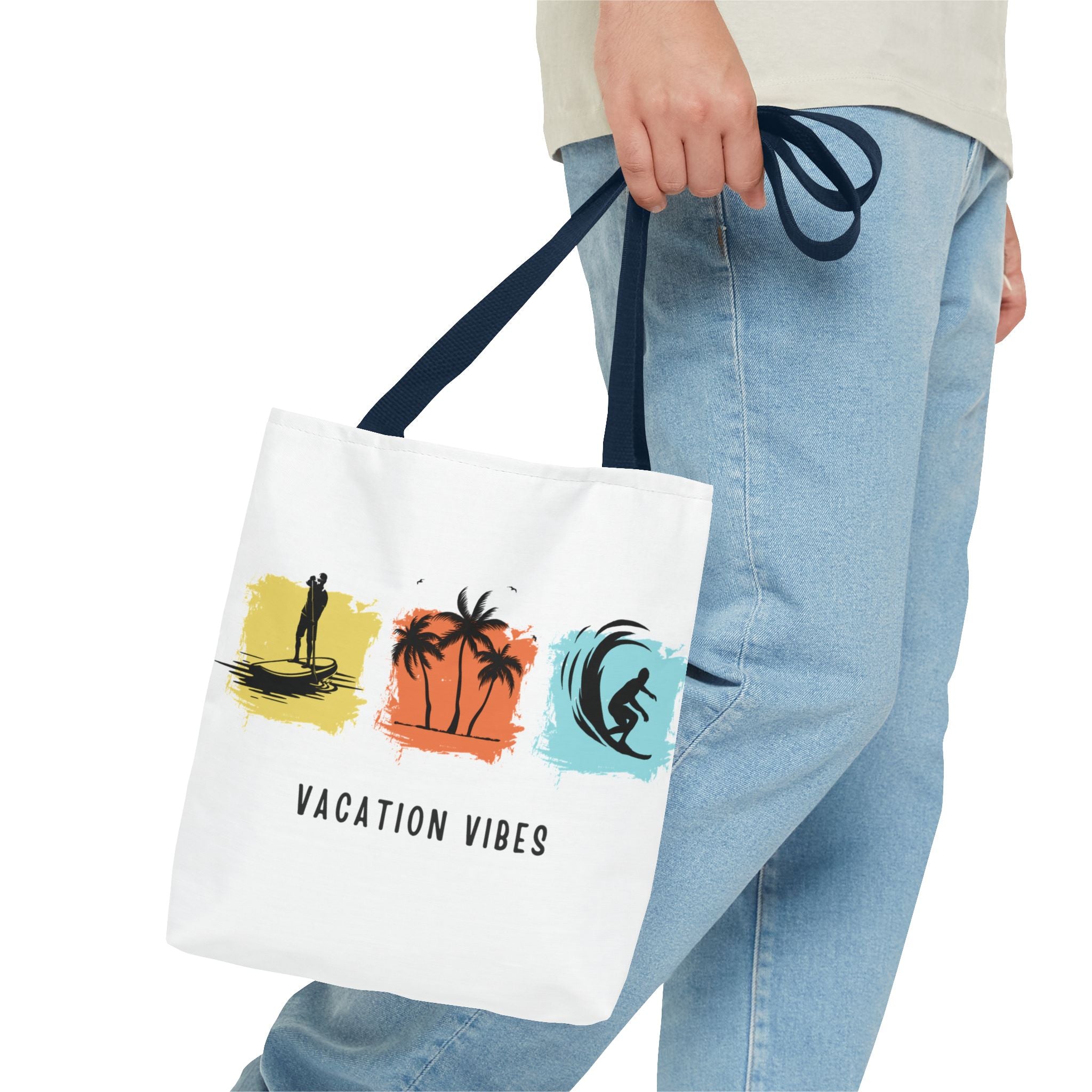 Vacation Vibes Tote Bag — Beach Palm Surf Graphic Tote