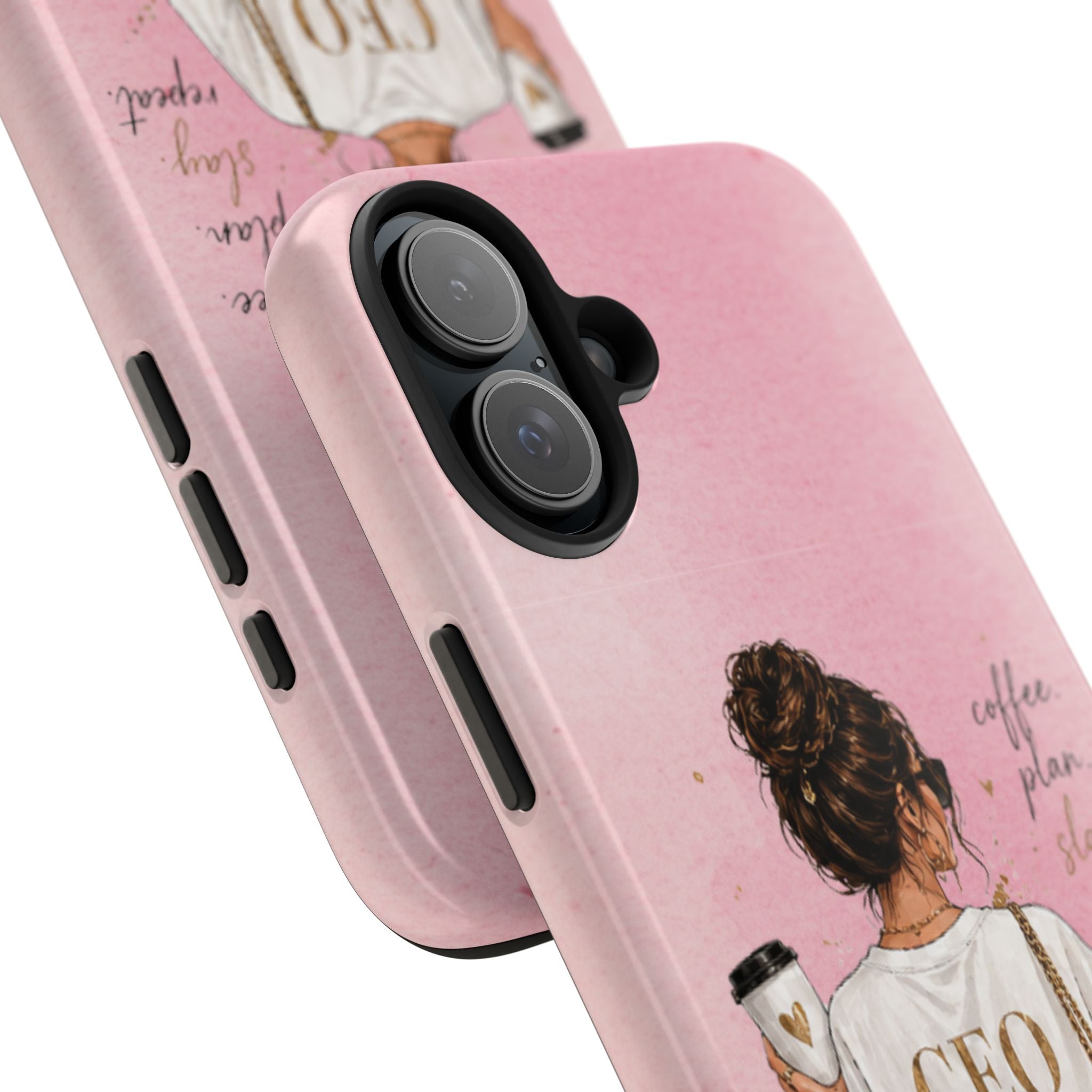CEO Mood Tough Phone Case — "Coffee, Plan, Slay, Repeat" Pink Protective Cover