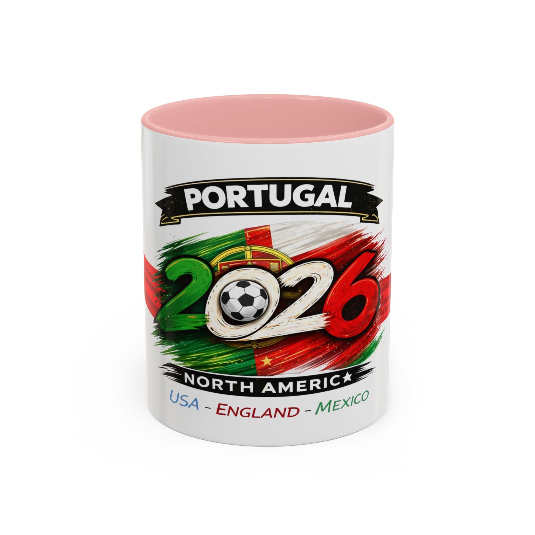 Portugal 2026 Soccer Cup Accent Coffee Mug — USA England Mexico Host Nations