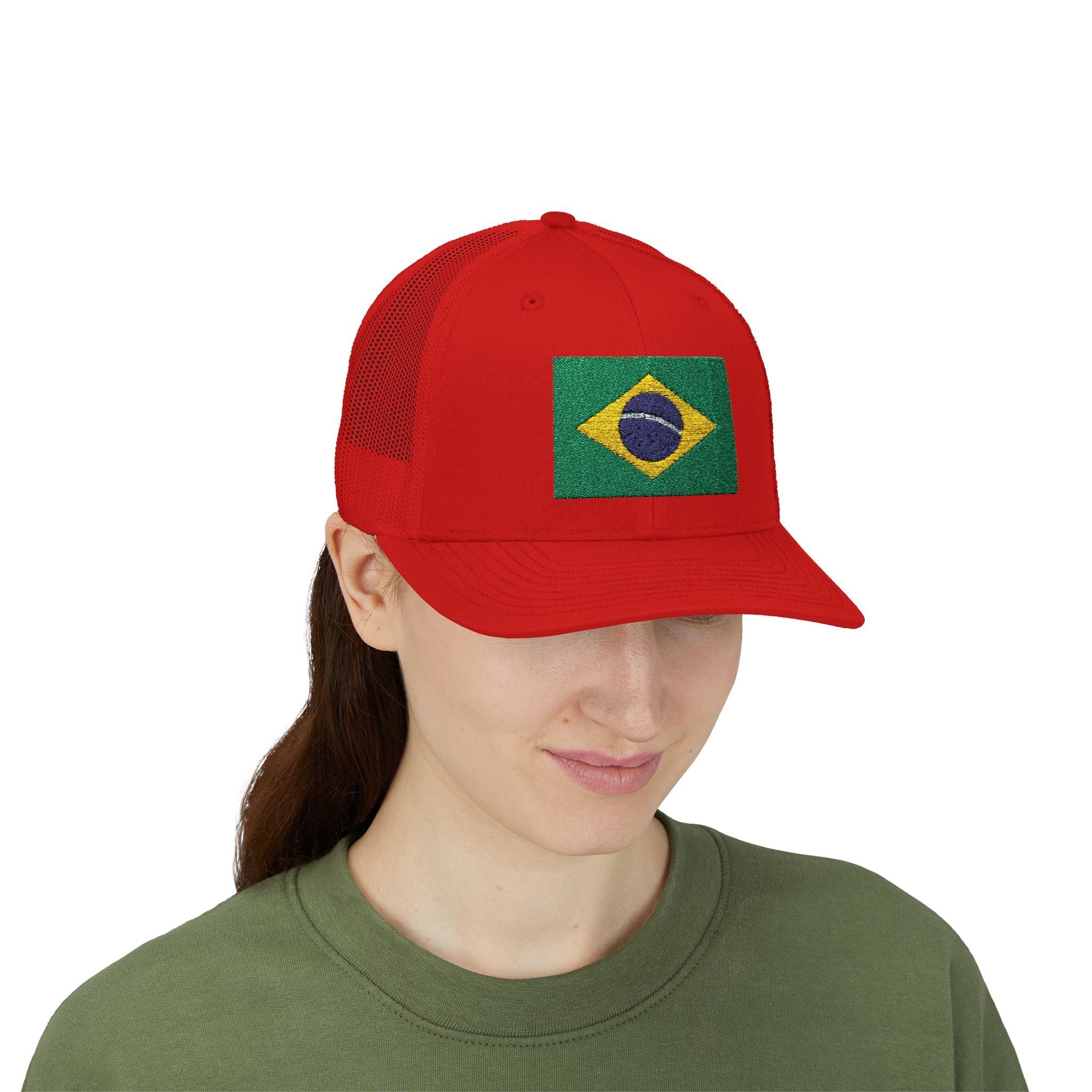 Brazil Flag Snapback Trucker Cap — Embroidered Brazilian Flag Hat