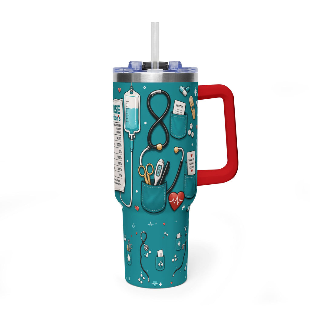 Nurse Nutrition 40oz Vacuum Tumbler – Medical Tools Pattern Insulated Travel Mug