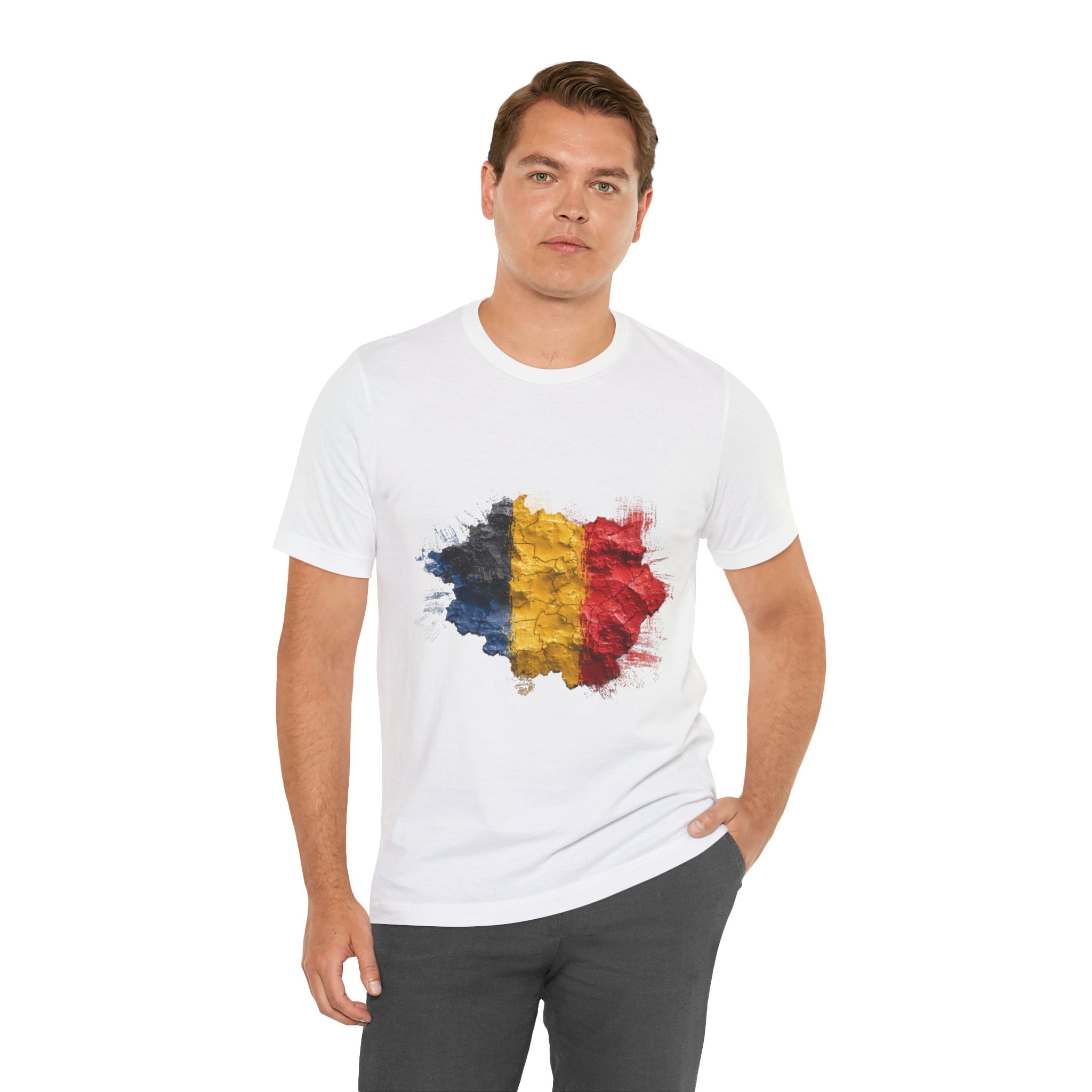 Belgium Flag Map T-Shirt — Grunge Romanian Pride Tee
