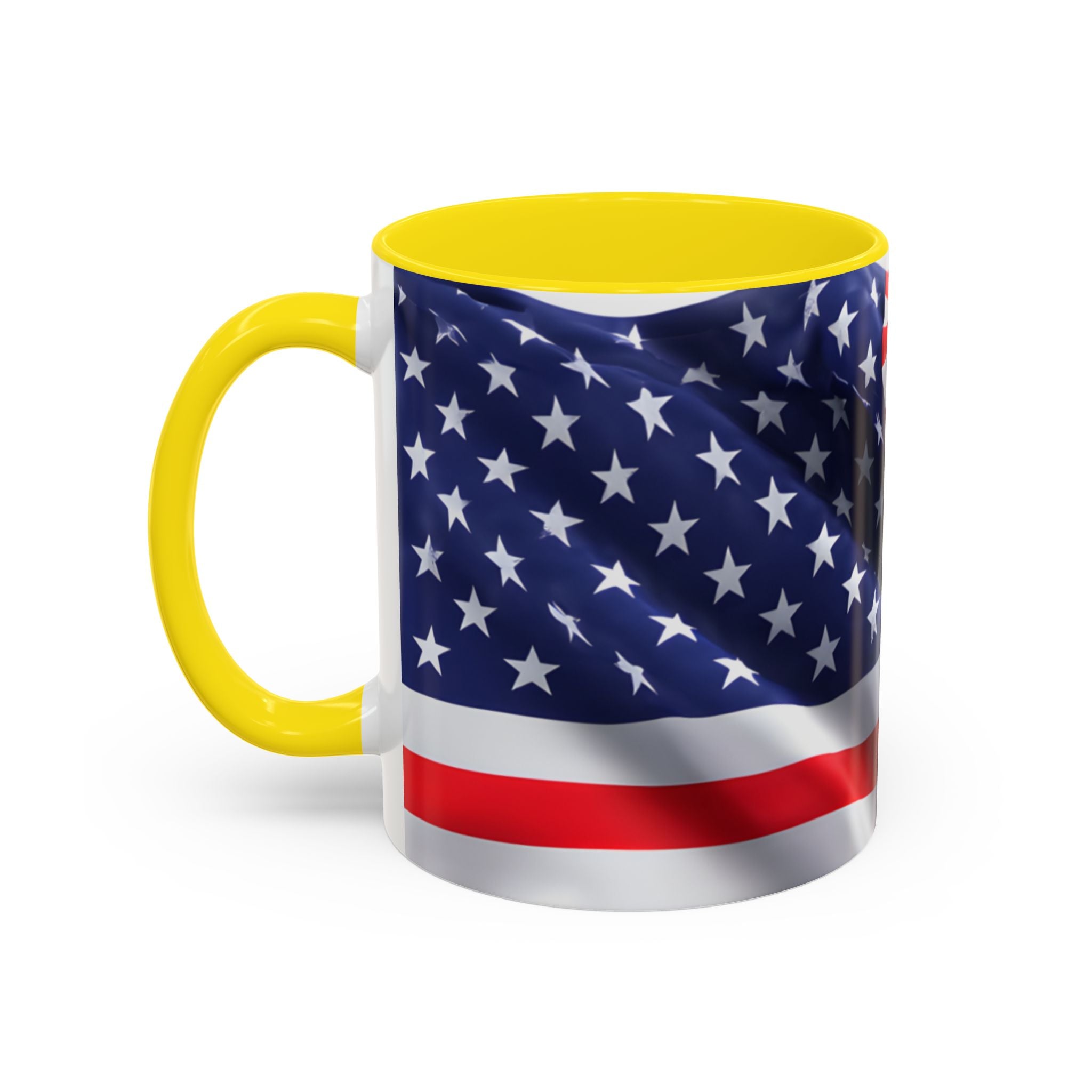 American Flag Accent Coffee Mug — Patriotic USA Stars & Stripes Ceramic Mug (11/15oz)