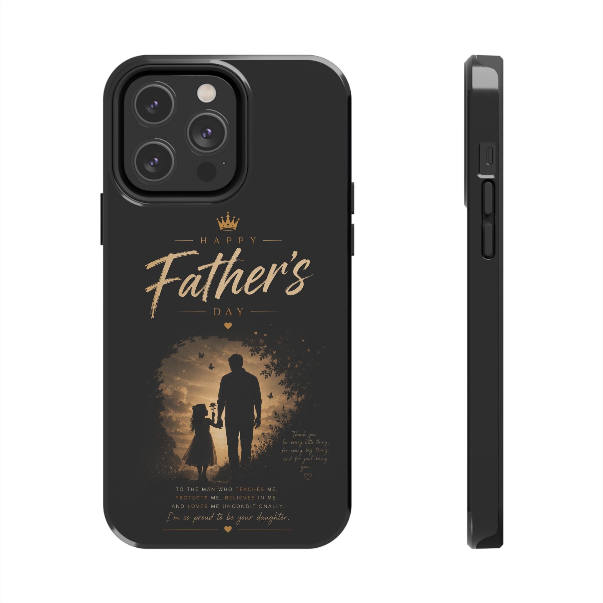 Father's Day Tough Phone Case — 'Happy Father's Day' Silhouette Design