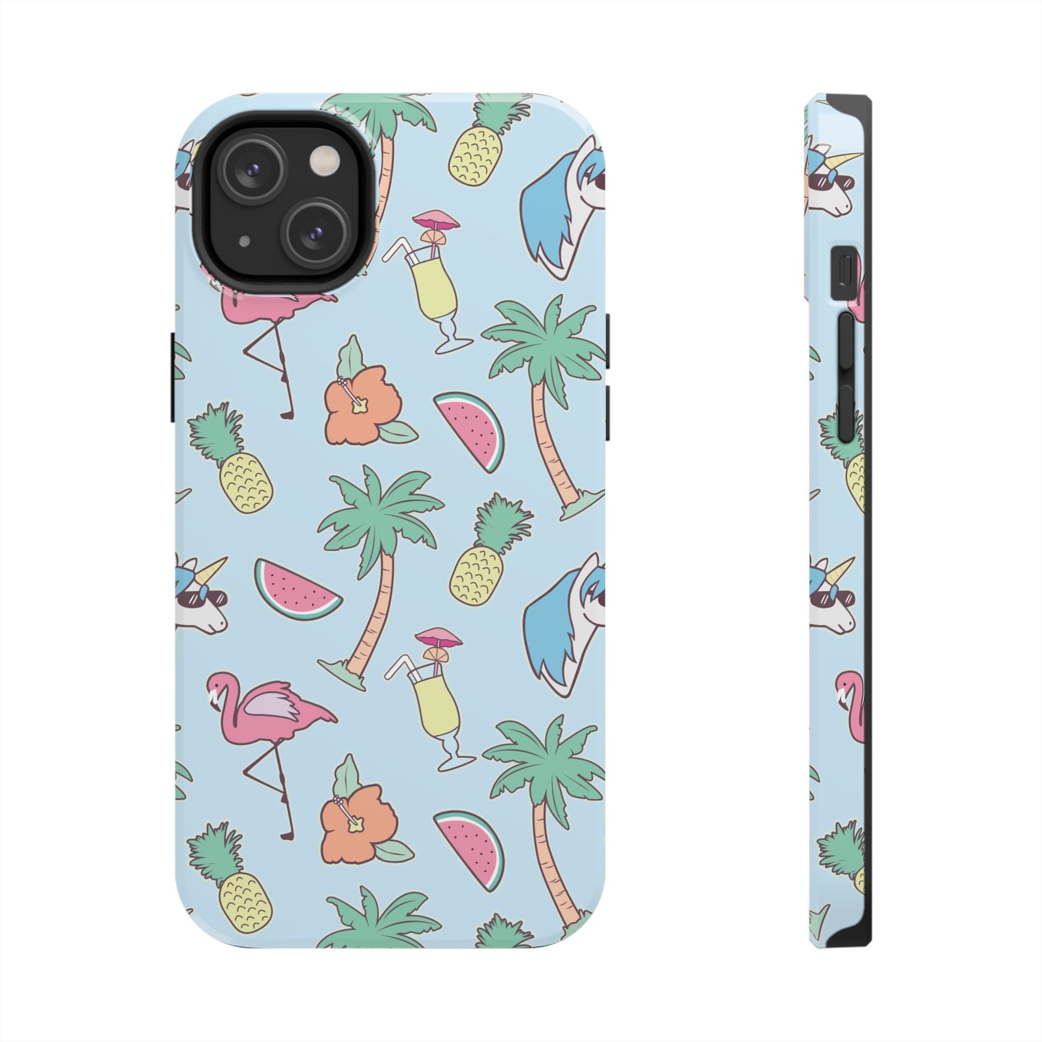 Tropical Summer Tough Phone Case — Pineapple, Flamingo & Palm Pattern