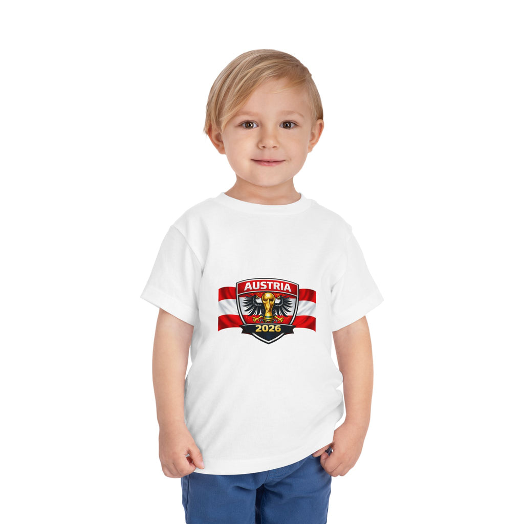 Austria 2026 Toddler Tee — Kids Soccer Fan Shirt with Flag Crest