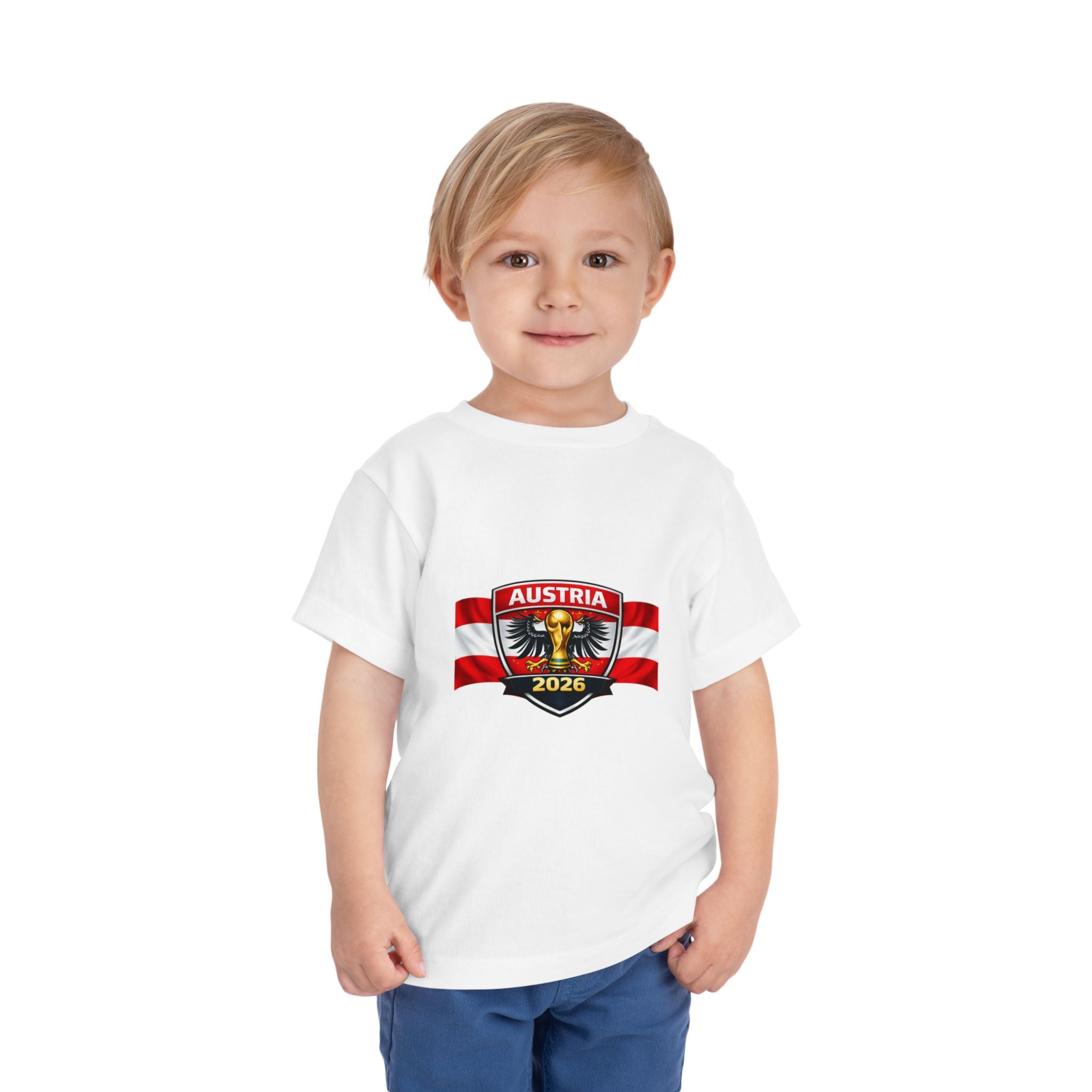 Austria 2026 Toddler Tee — Kids Soccer Fan Shirt with Flag Crest
