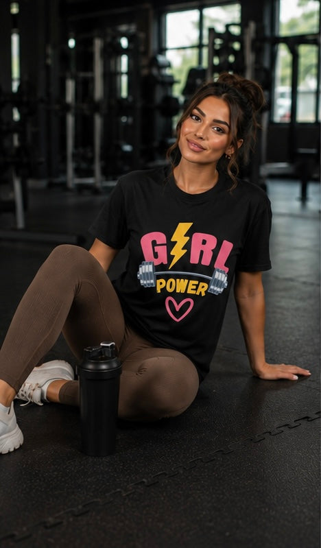 Girl Power T-Shirt — Pink Lightning Barbell Fitness Tee