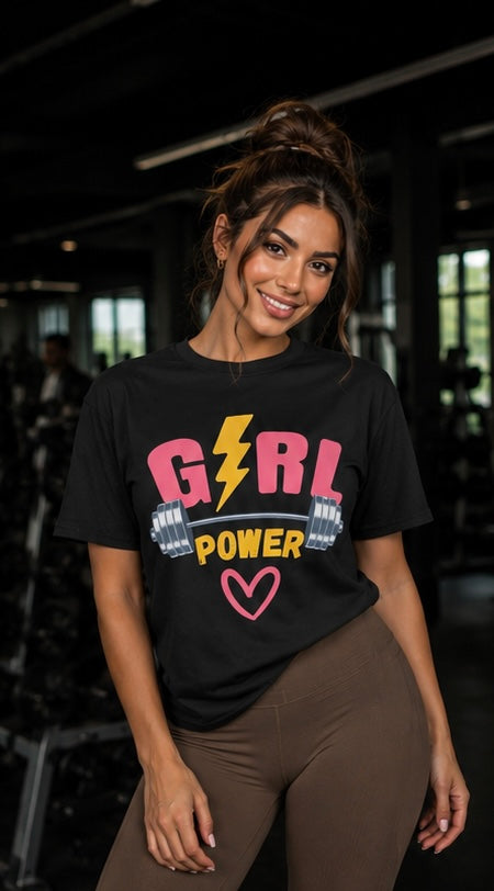 Girl Power T-Shirt — Pink Lightning Barbell Fitness Tee