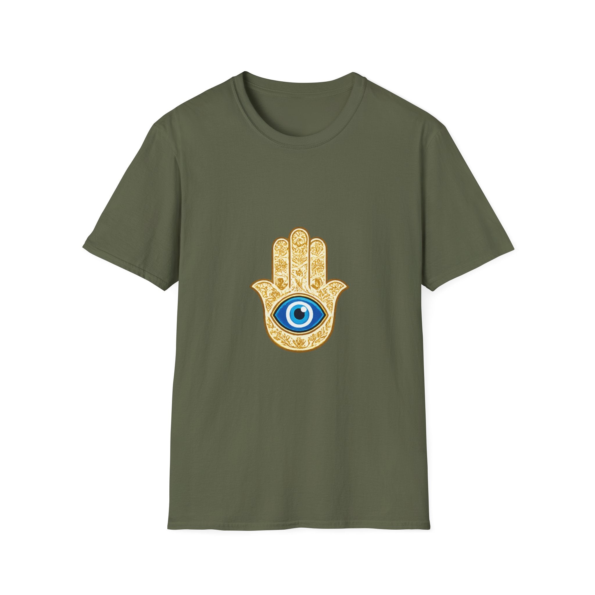 Hamsa Hand T-Shirt with Blue Evil Eye — Protective Spiritual Symbol Tee