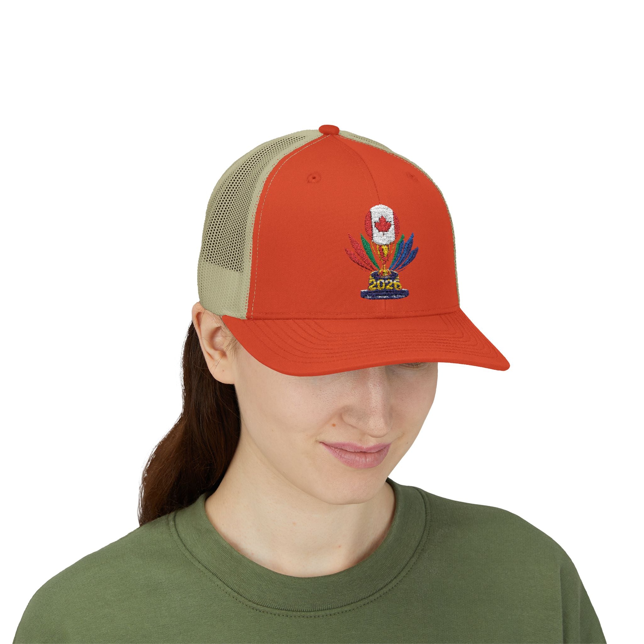 Embroidered Colorful Trophy Trucker Cap - Snapback Mesh Hat