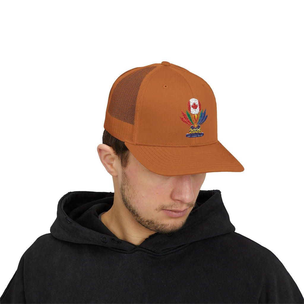 Embroidered Colorful Trophy Trucker Cap - Snapback Mesh Hat