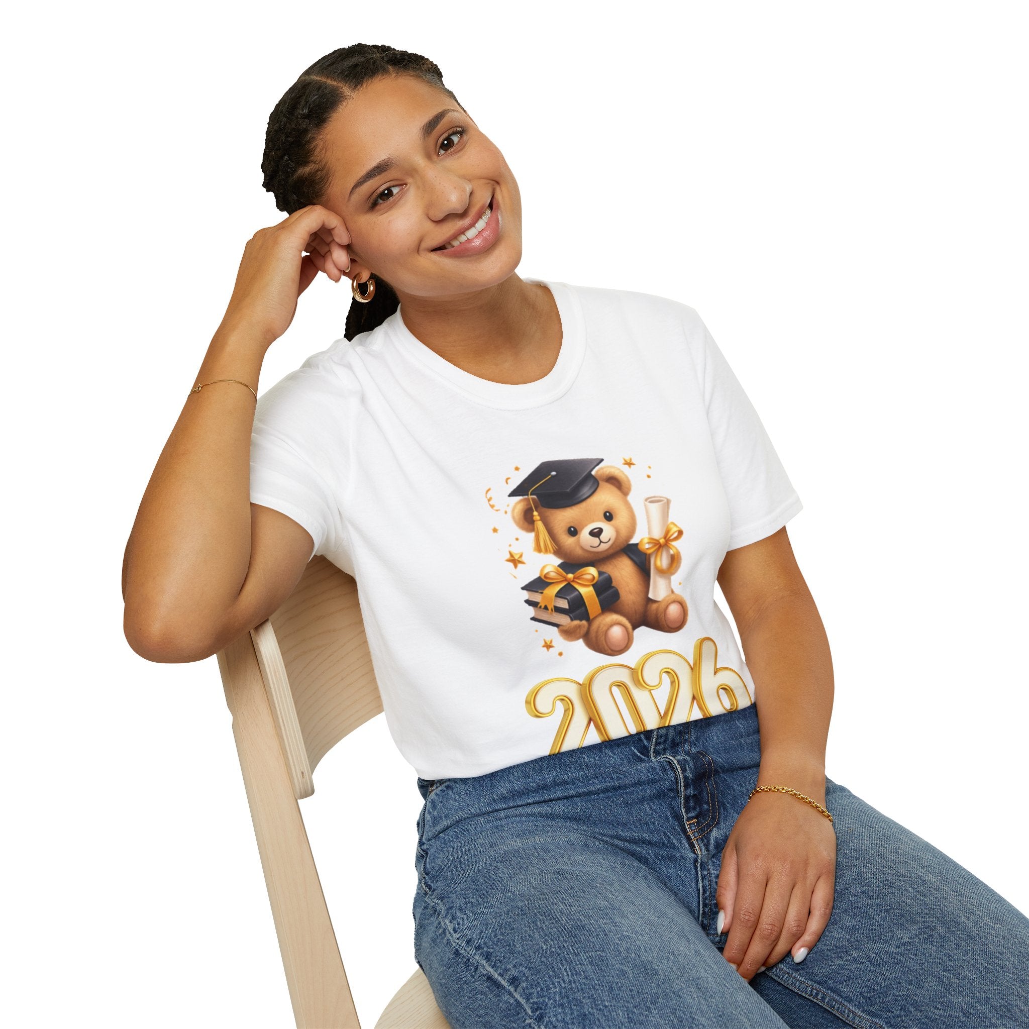 2026 Graduation Bear T-Shirt — Cute Teddy Grad Cap & Diploma Tee