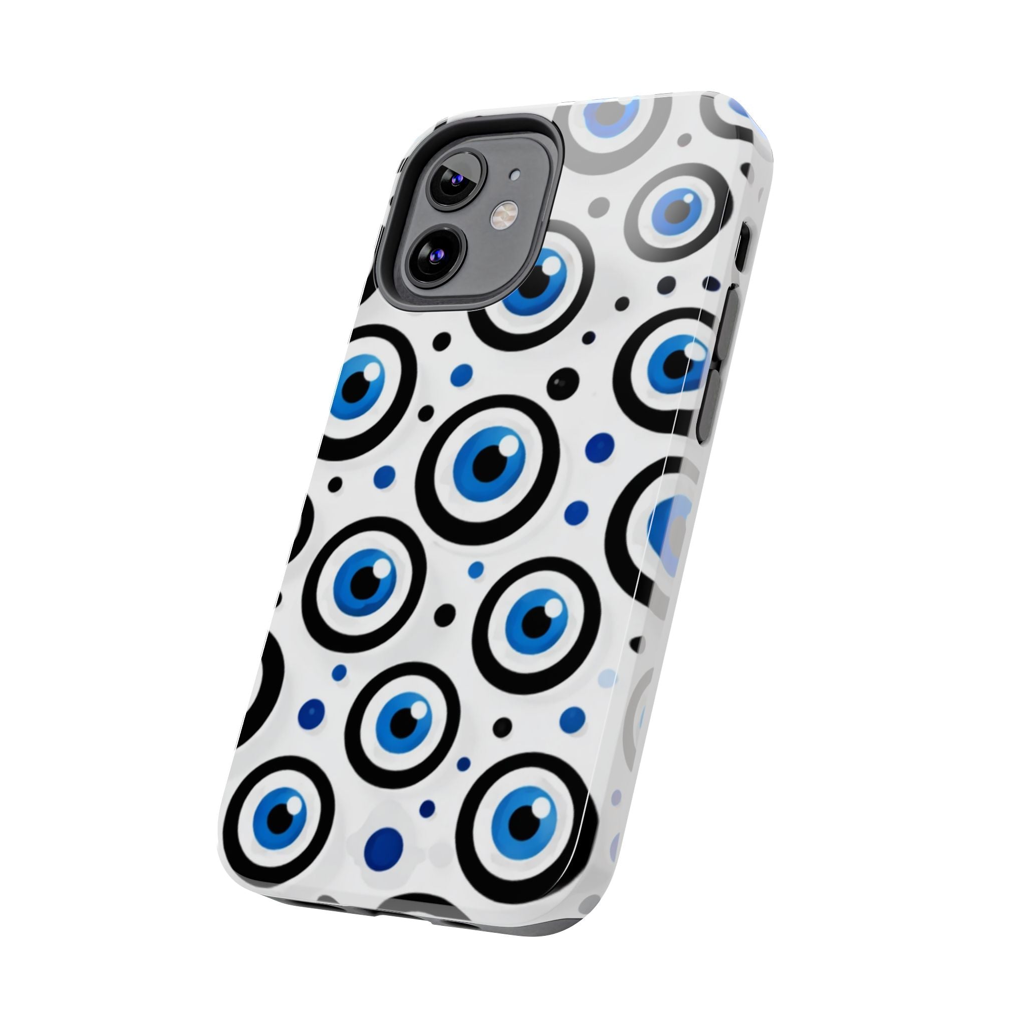 Blue Evil Eye Pattern Tough Phone Case — Protective Ceramic Nazar Design