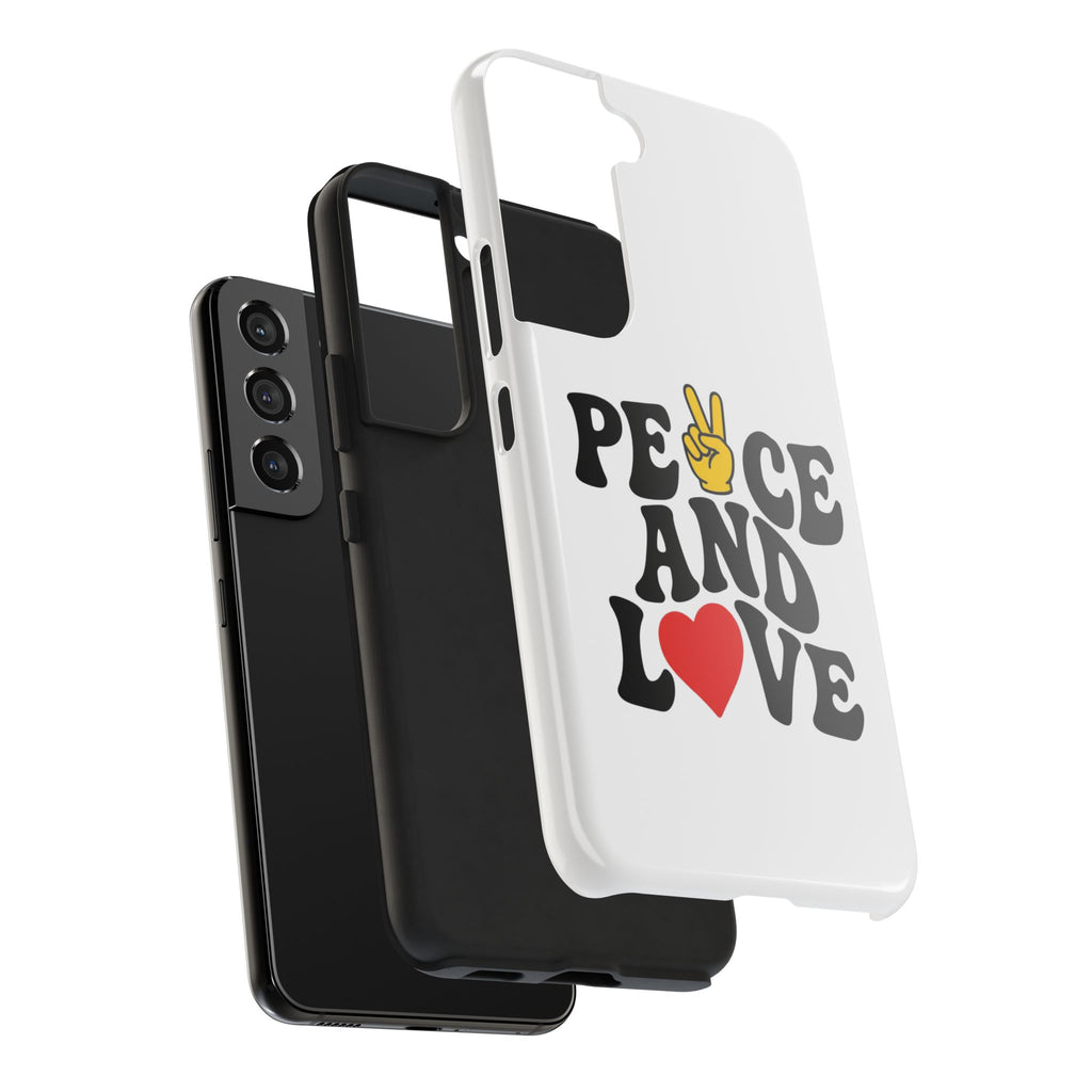 Peace and Love Tough Phone Case — Retro Peace Sign & Heart Protective Cover