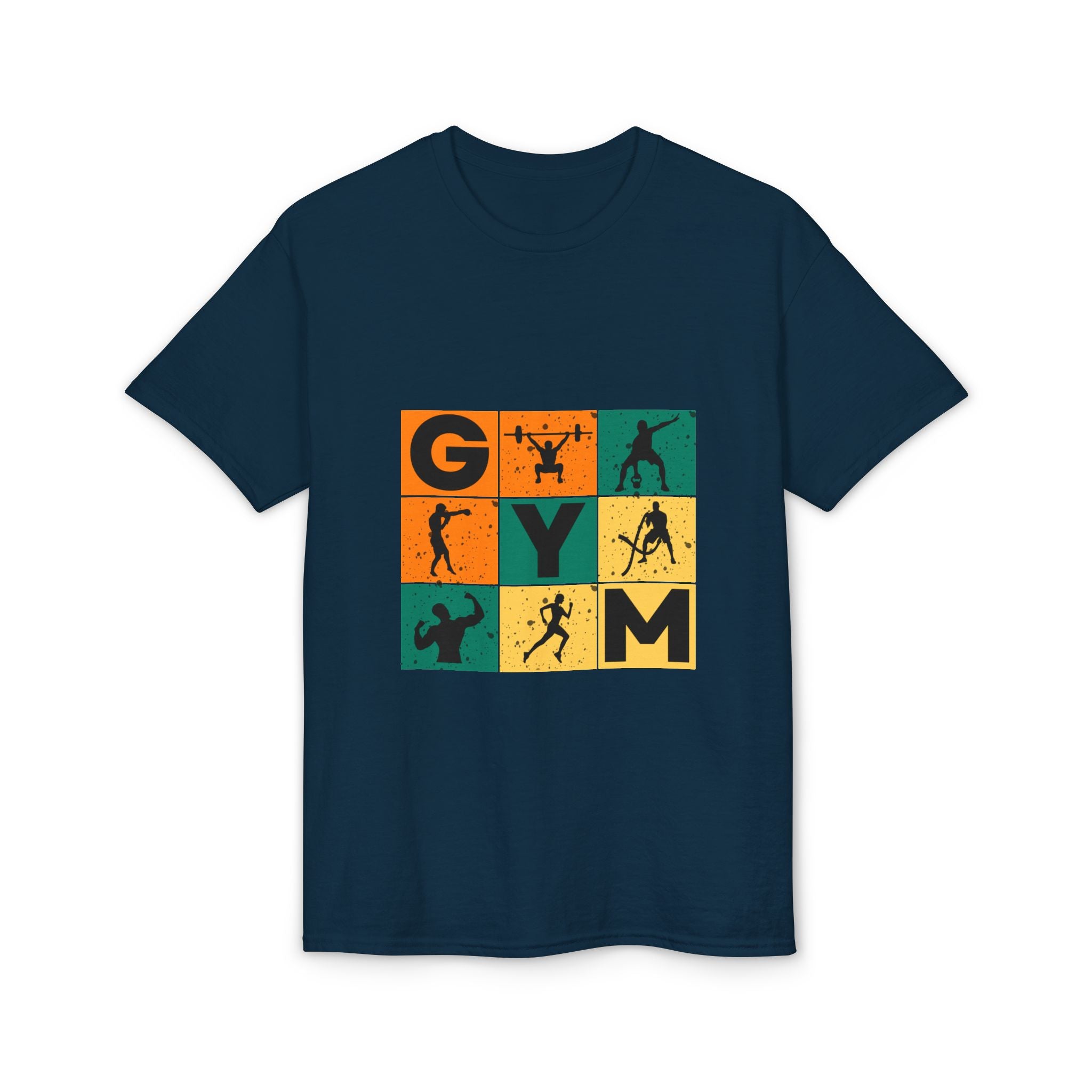 Gym Blocks Graphic T-Shirt — Retro Fitness Silhouette Tee