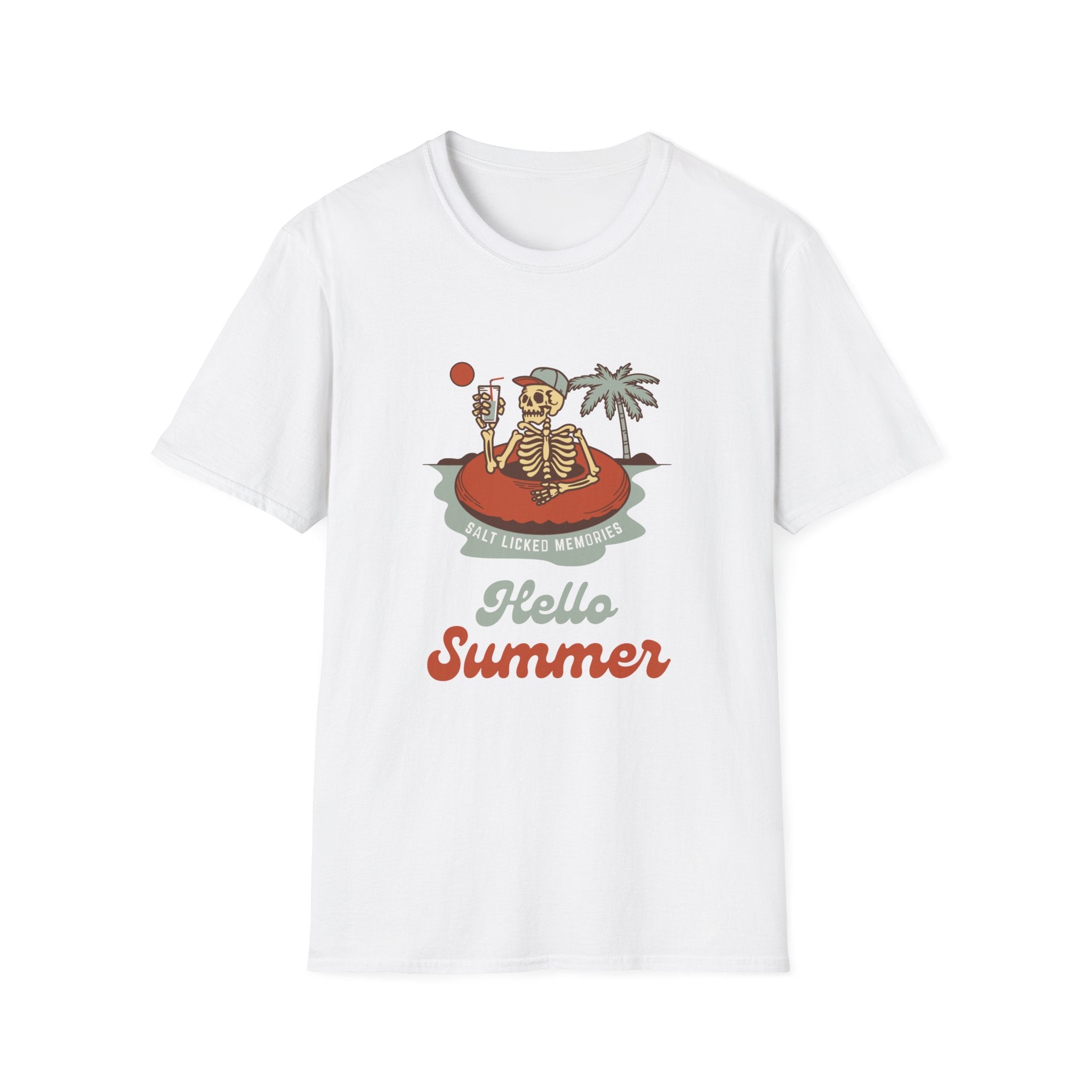 Hello Summer Skeleton T-Shirt — Retro Beach Vacation Tee