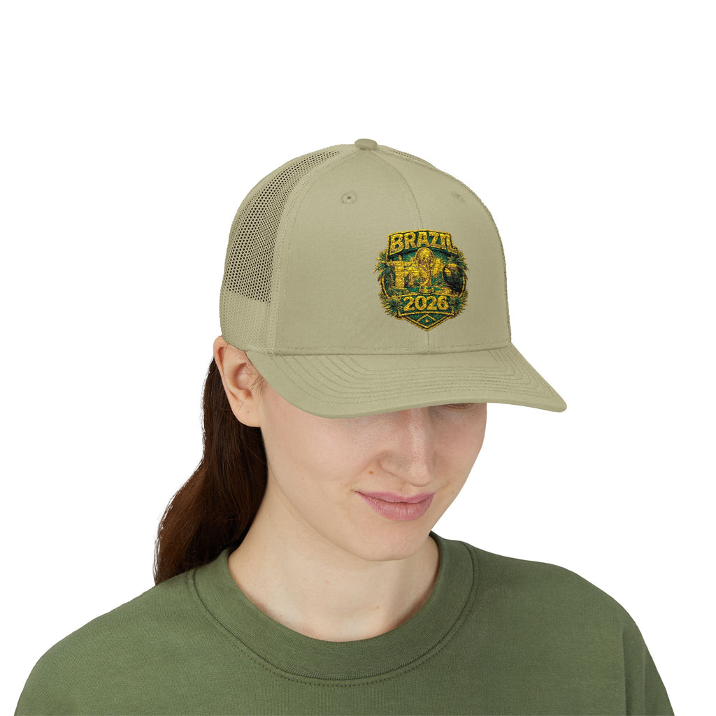 Brazil  Vintage Patch Trucker Cap — Rustic 2026 Crest Snapback