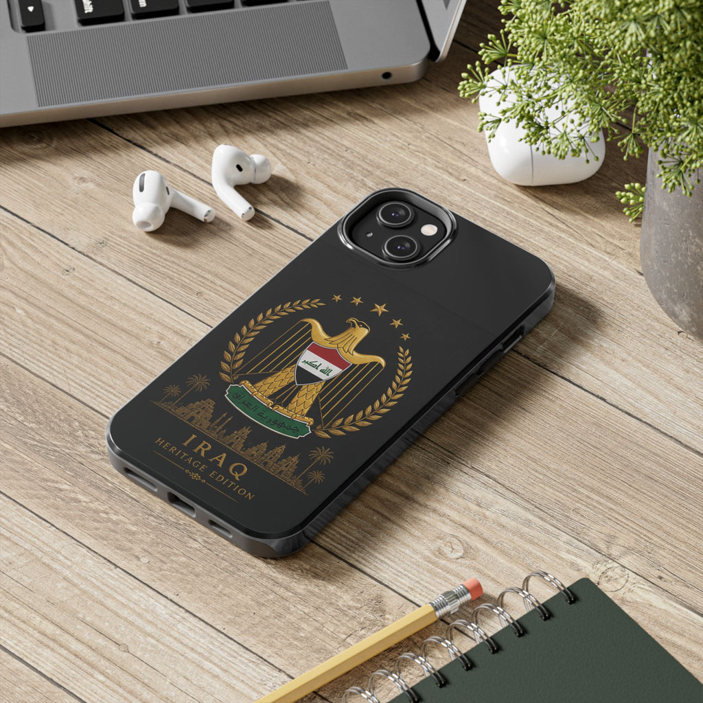Iraq Coat of Arms Tough Phone Case — Arabic ‘Allahu Akbar’ Military Eagle Design