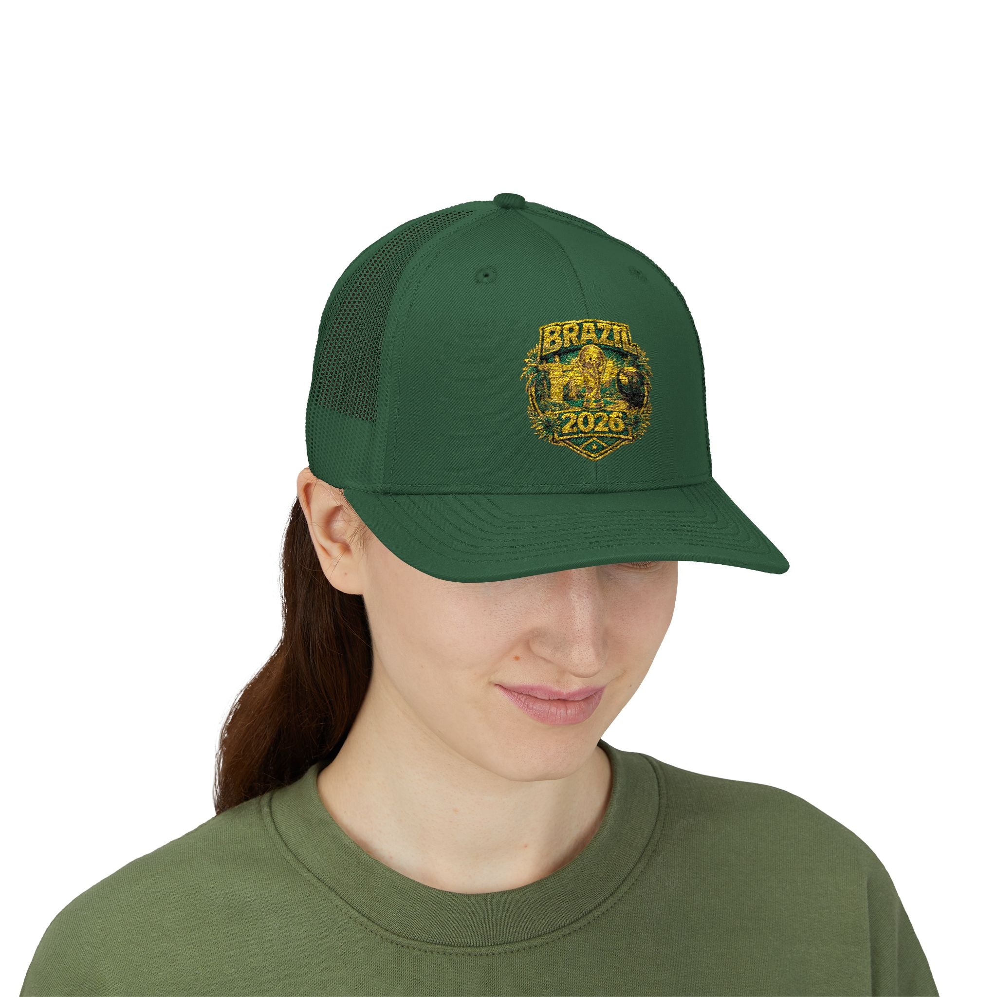 Brazil  Vintage Patch Trucker Cap — Rustic 2026 Crest Snapback