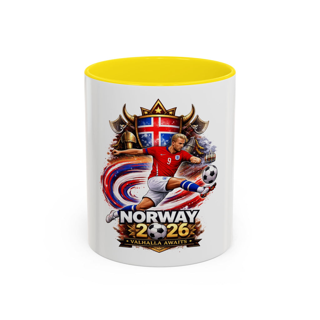 Norway 2026 Soccer Mug – Valhalla Awaits Football Fan Coffee Cup