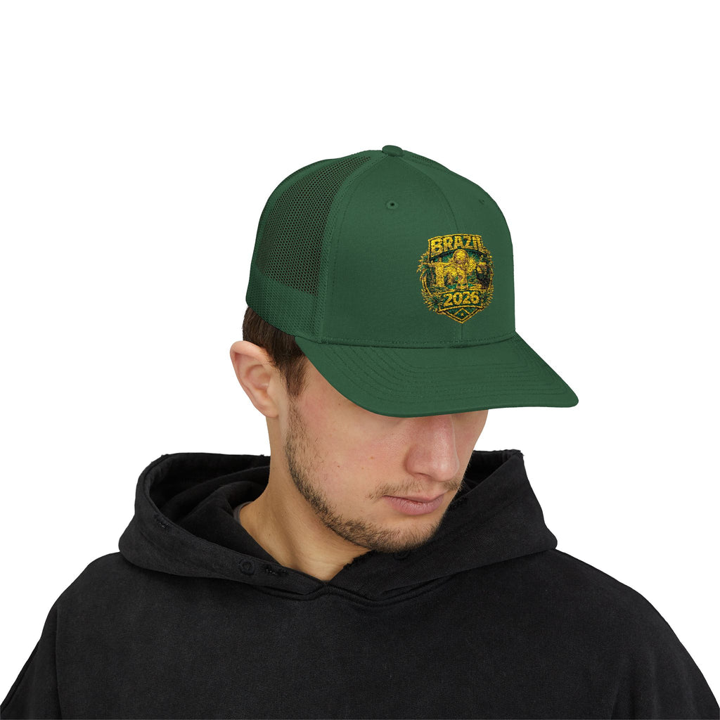 Brazil  Vintage Patch Trucker Cap — Rustic 2026 Crest Snapback