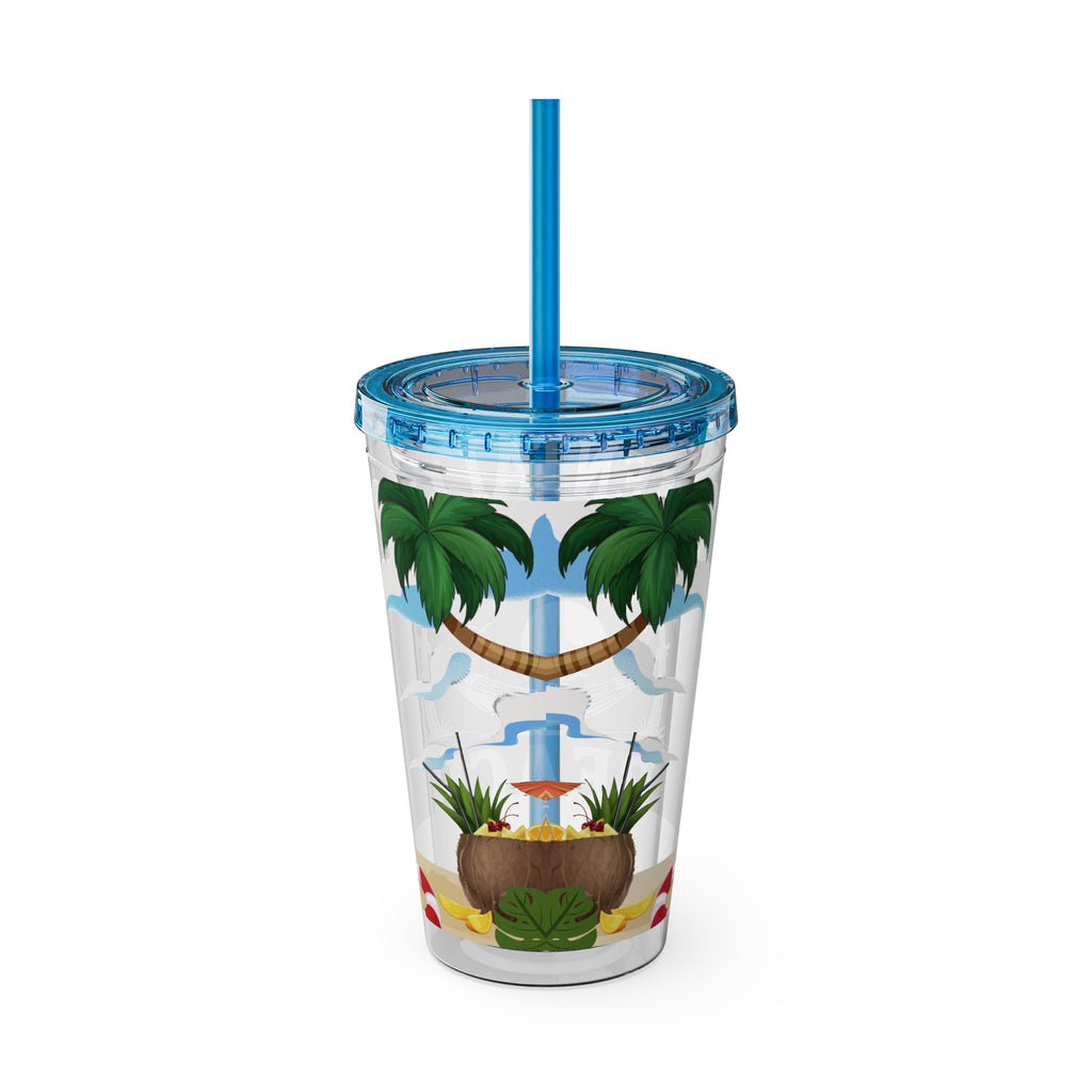 Mentally at the Beach 16oz Tumbler with Straw