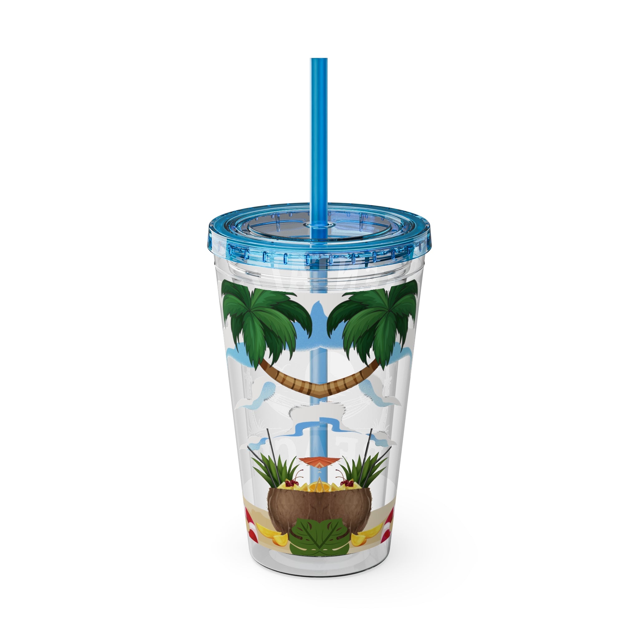 Mentally at the Beach 16oz Tumbler with Straw