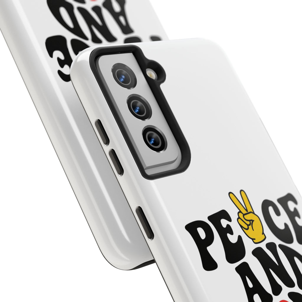 Peace and Love Tough Phone Case — Retro Peace Sign & Heart Protective Cover