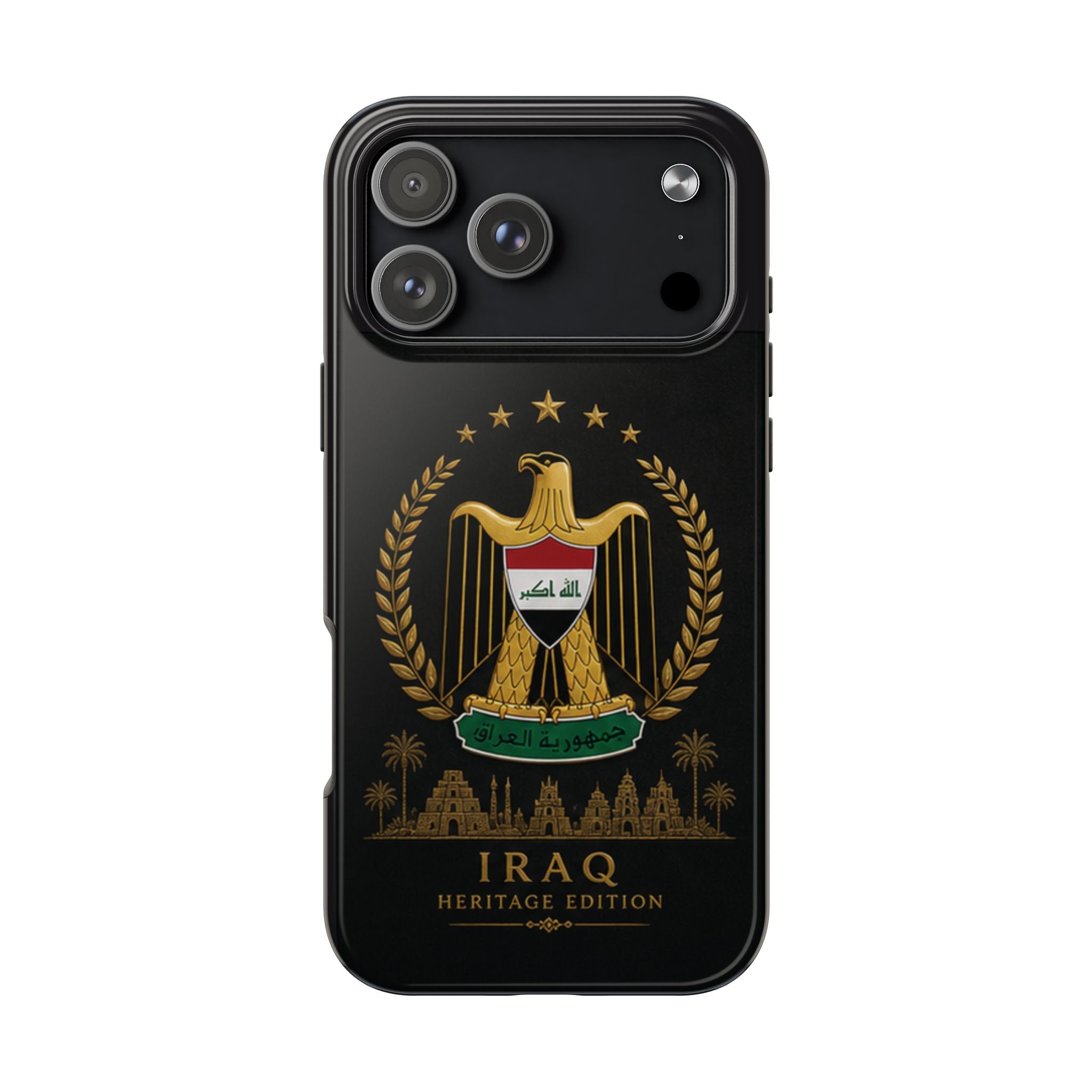 Iraq Coat of Arms Tough Phone Case — Arabic ‘Allahu Akbar’ Military Eagle Design