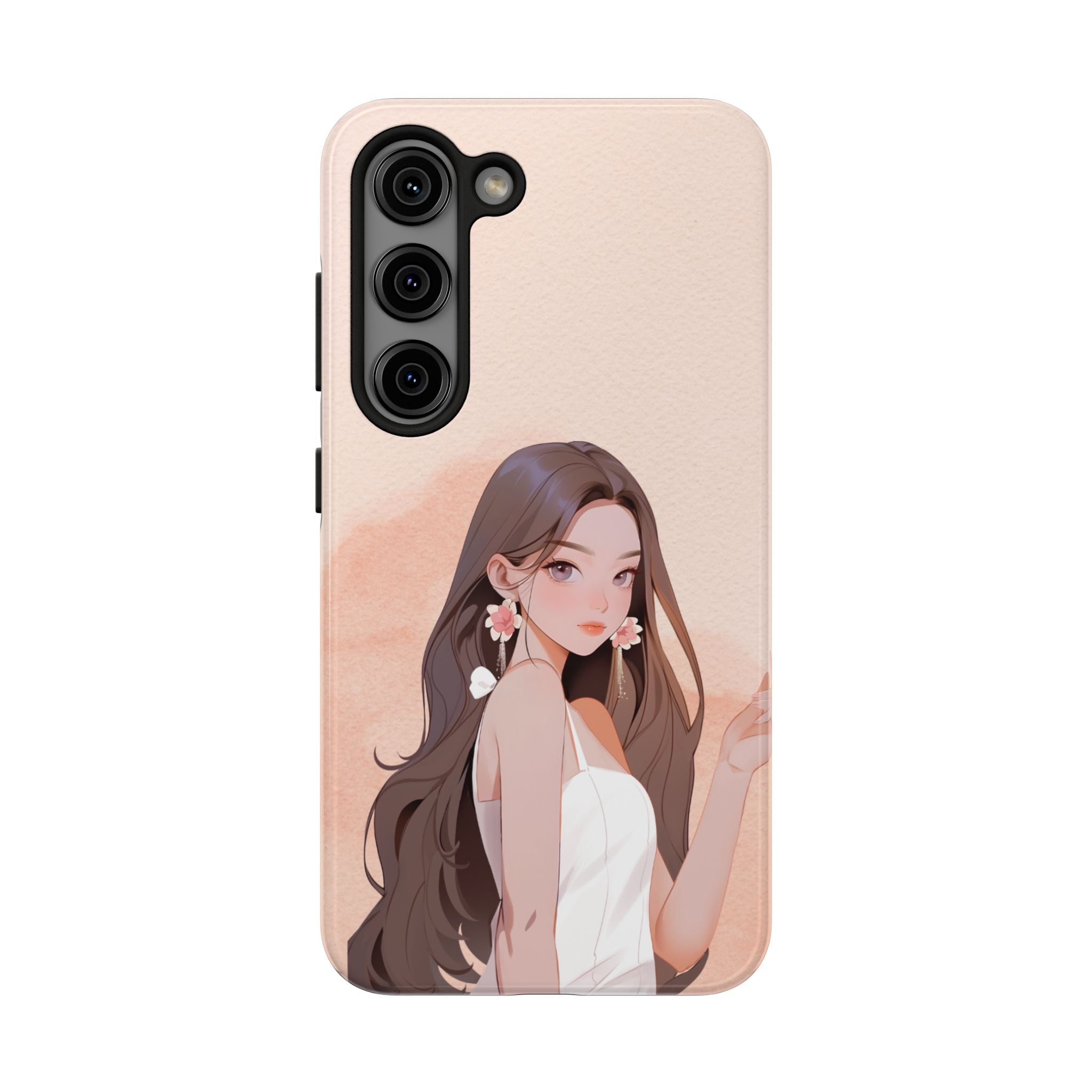Tough Phone Case — Elegant Anime Girl Illustration, Protective Slim Phone Cover